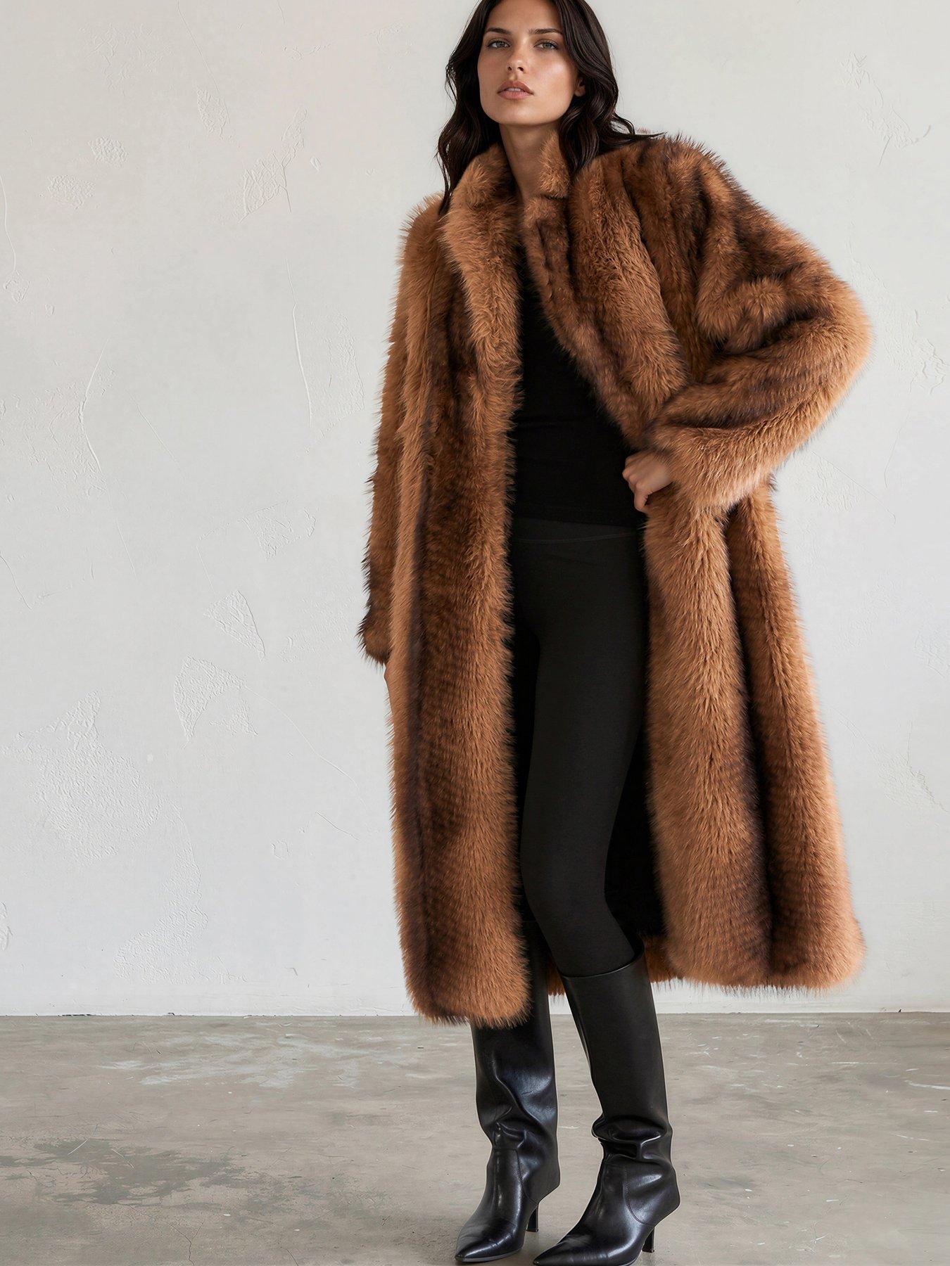 Image 2 of 7 of Religion Long Meryl Fox Fur Maxi Coat