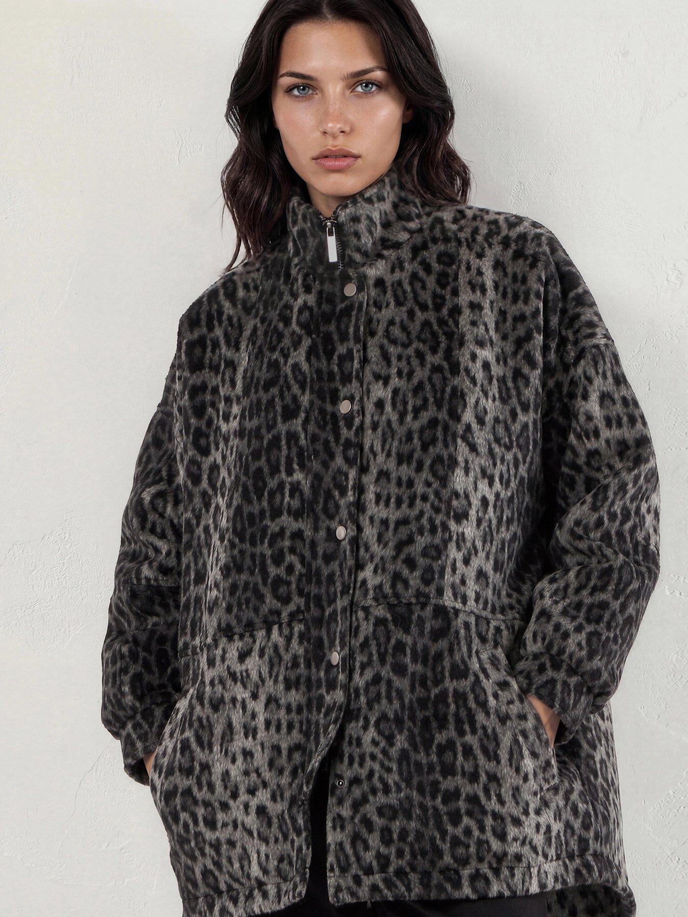 Image 1 of 7 of Religion Saturn Leopard Parka Winter Coat With Stand-up Collar