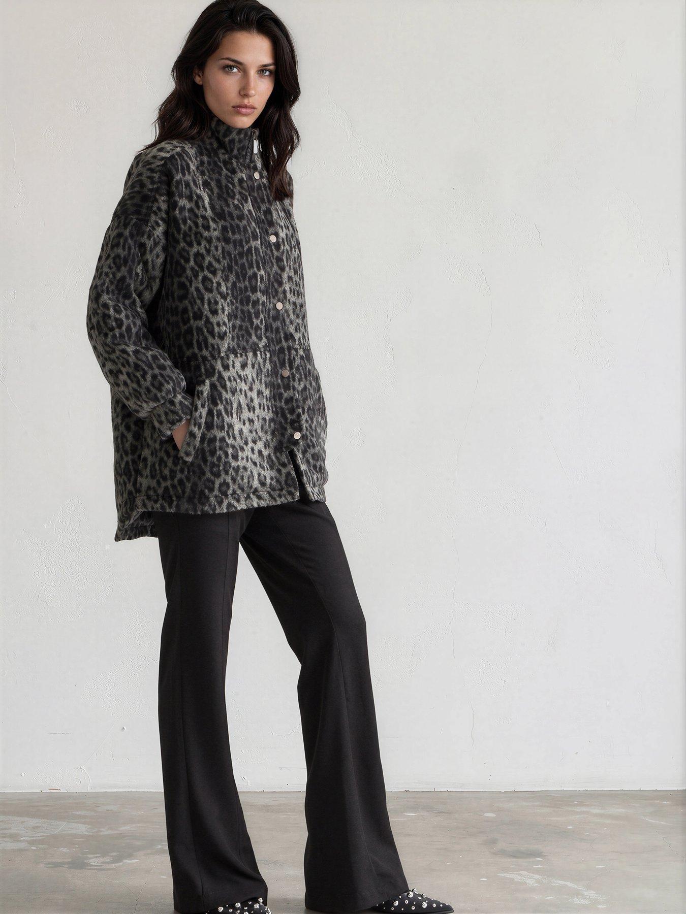 Image 2 of 7 of Religion Saturn Leopard Parka Winter Coat With Stand-up Collar