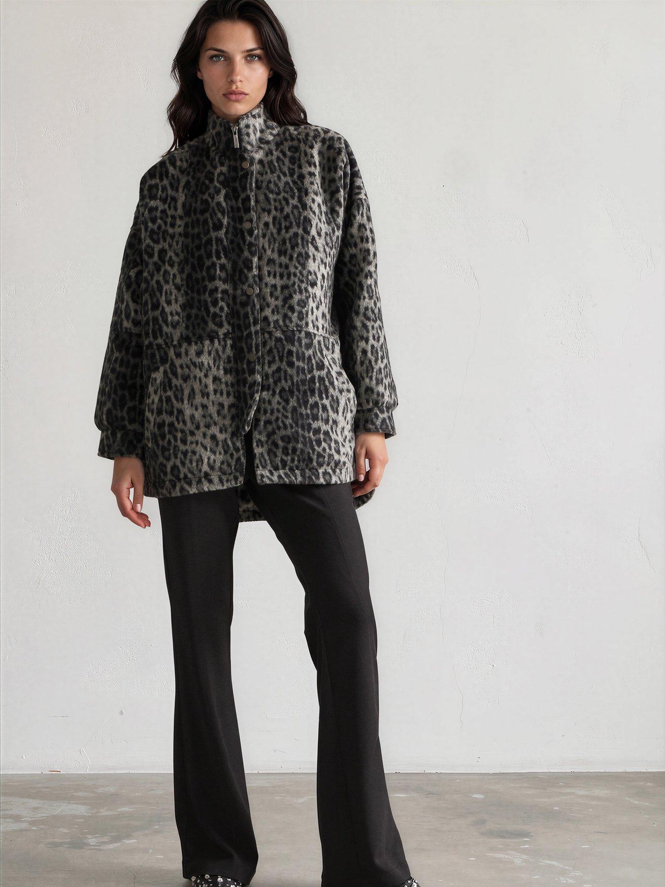 Image 7 of 7 of Religion Saturn Leopard Parka Winter Coat With Stand-up Collar