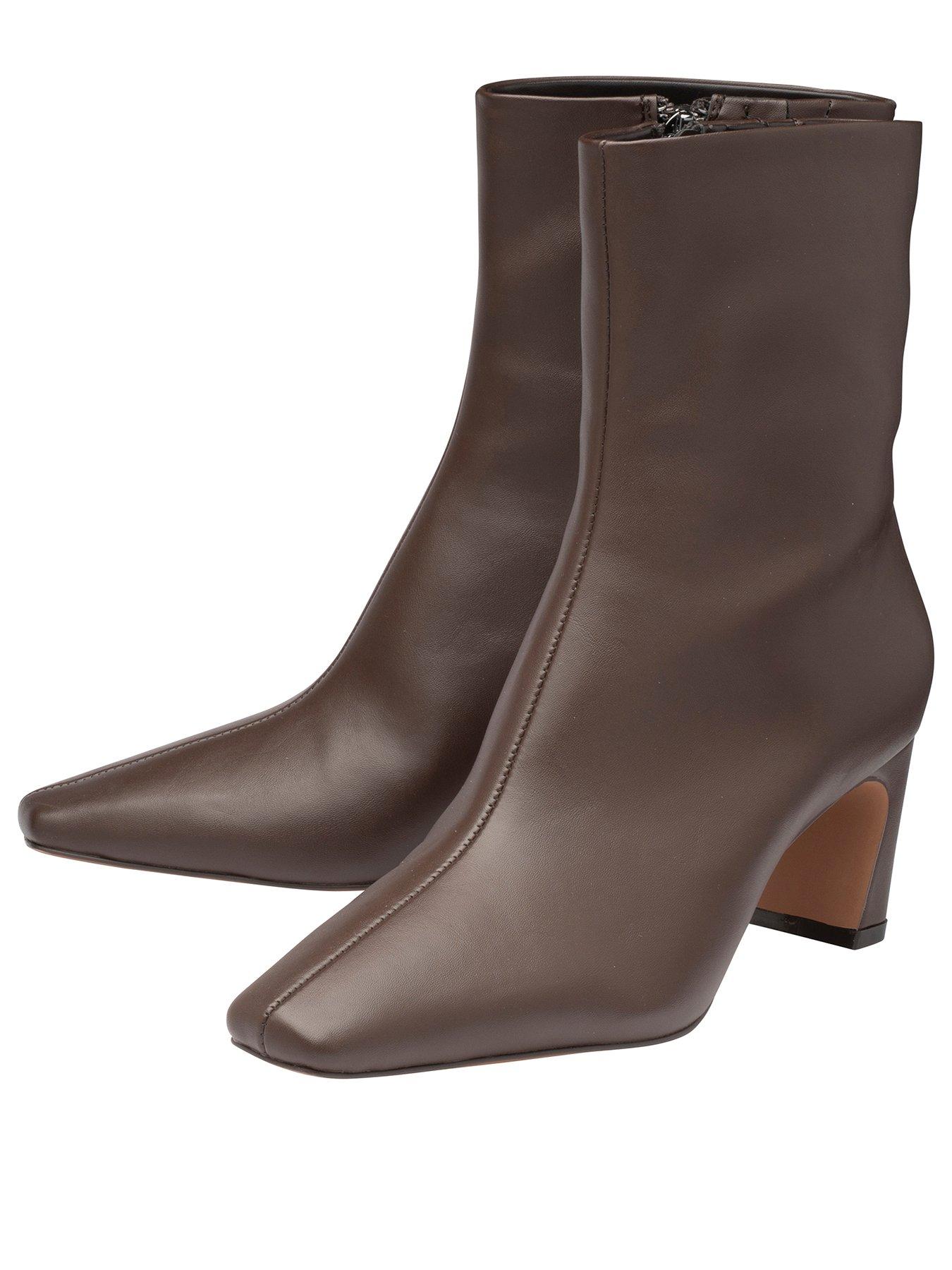 Image 2 of 4 of Ravel Staley Square Toe Zip Ankle Boot - Brown Pu