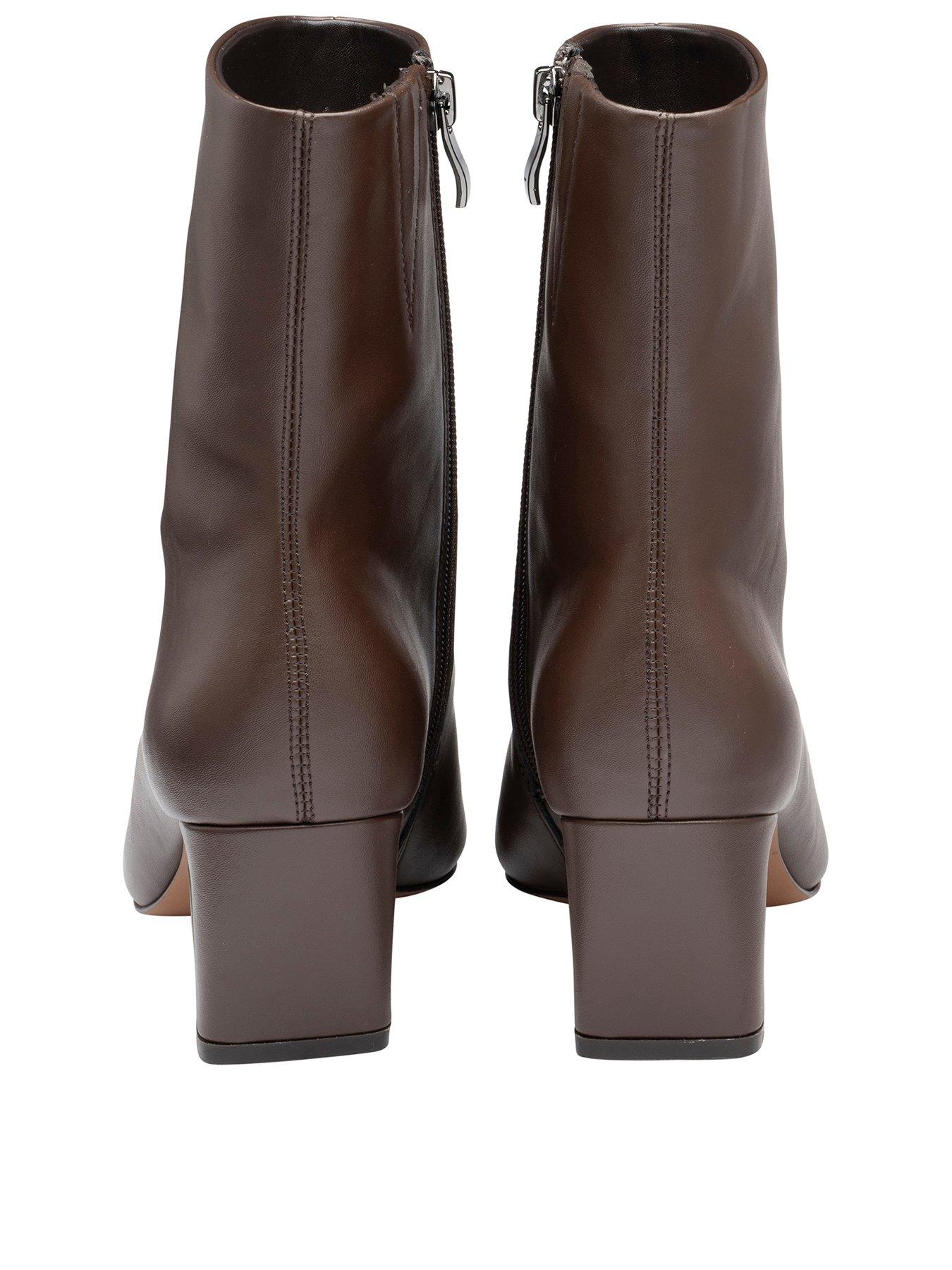 Image 3 of 4 of Ravel Staley Square Toe Zip Ankle Boot - Brown Pu