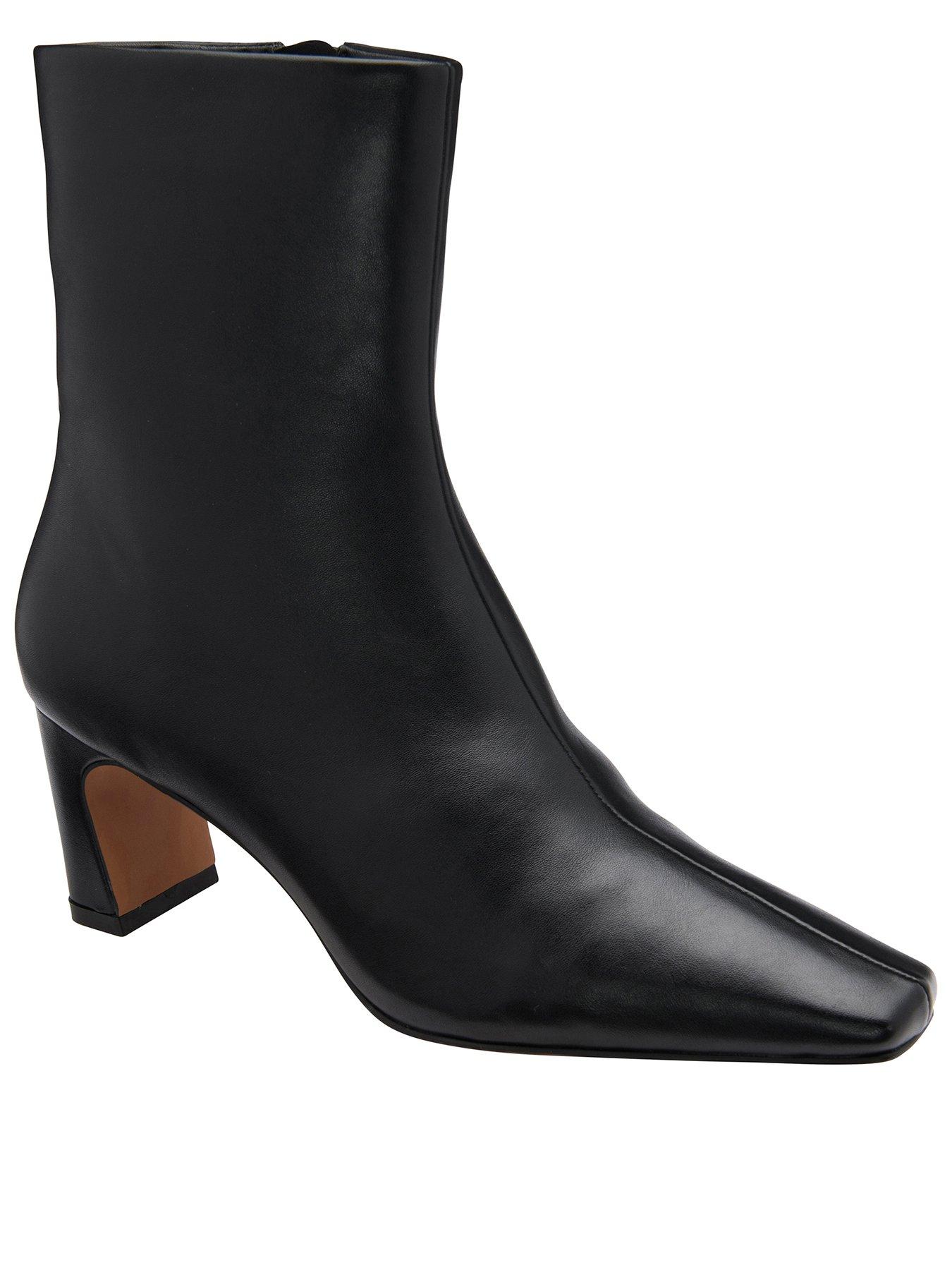 Ravel Staley Square Toe Zip Ankle Boot - Black Pu