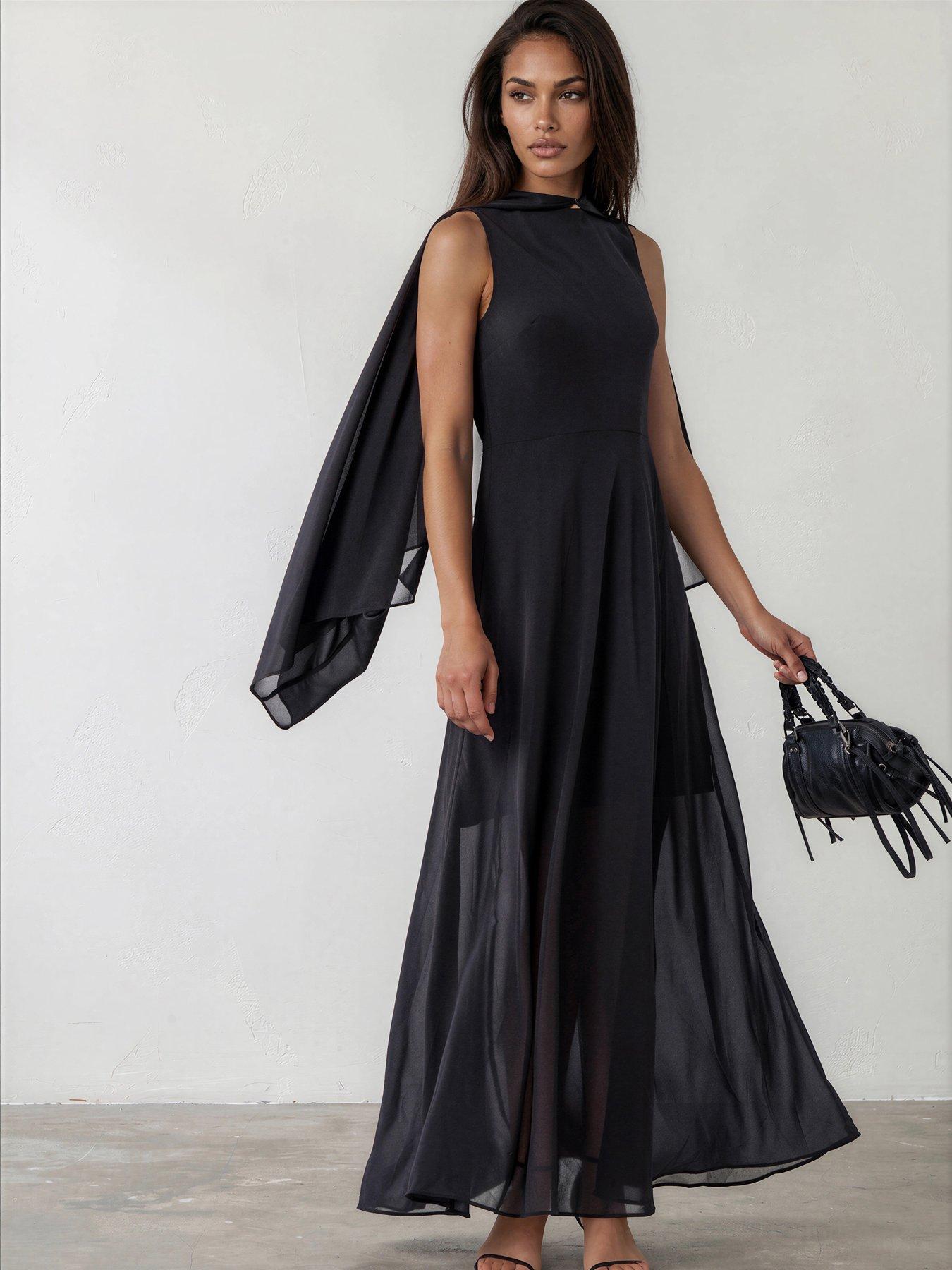 Religion Detachable Cape Maesie Maxi Dress With Tassle Ties