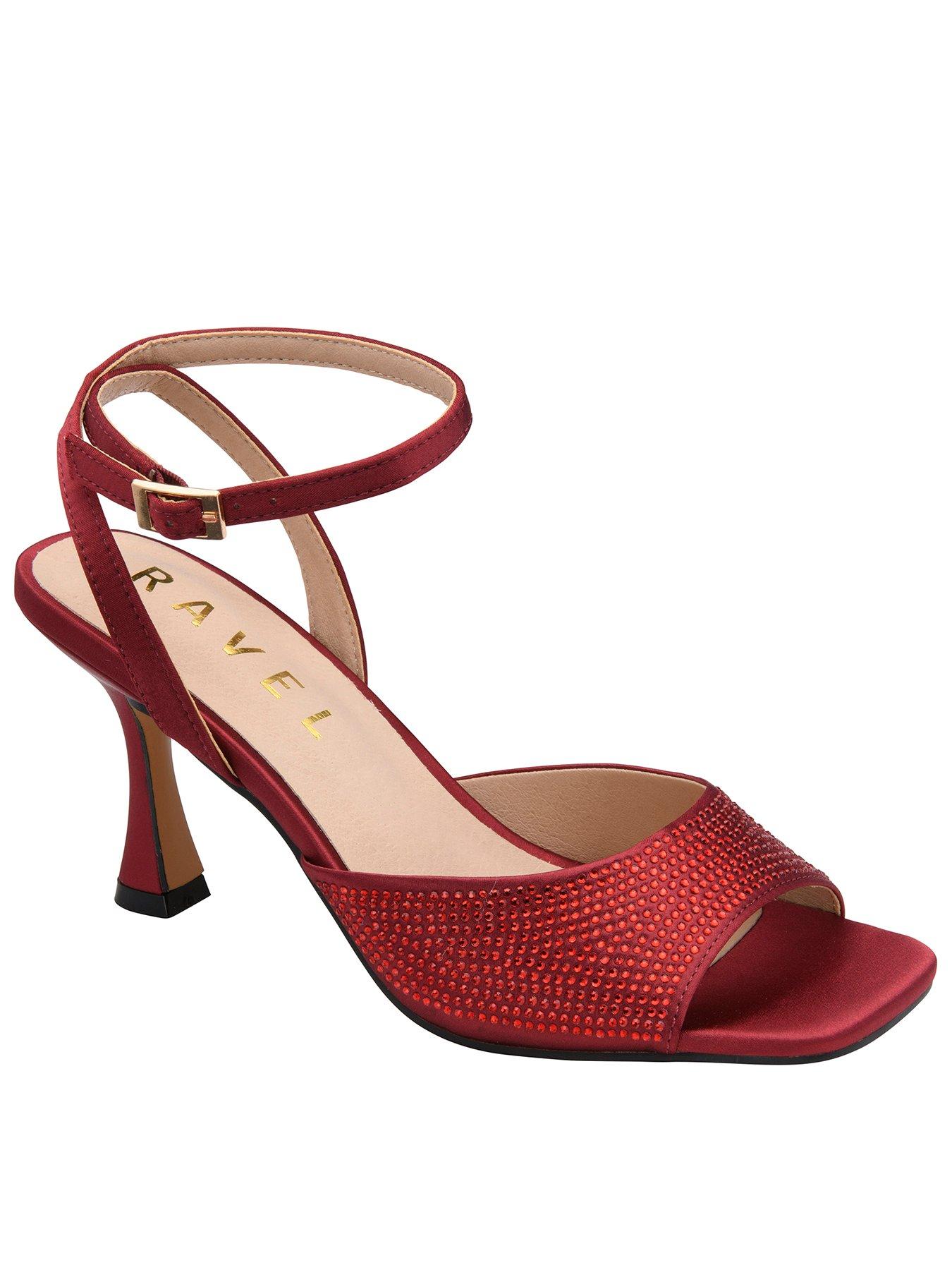 Ravel Holms Sparkle Square Toe Heeled Sandal - Burgundy