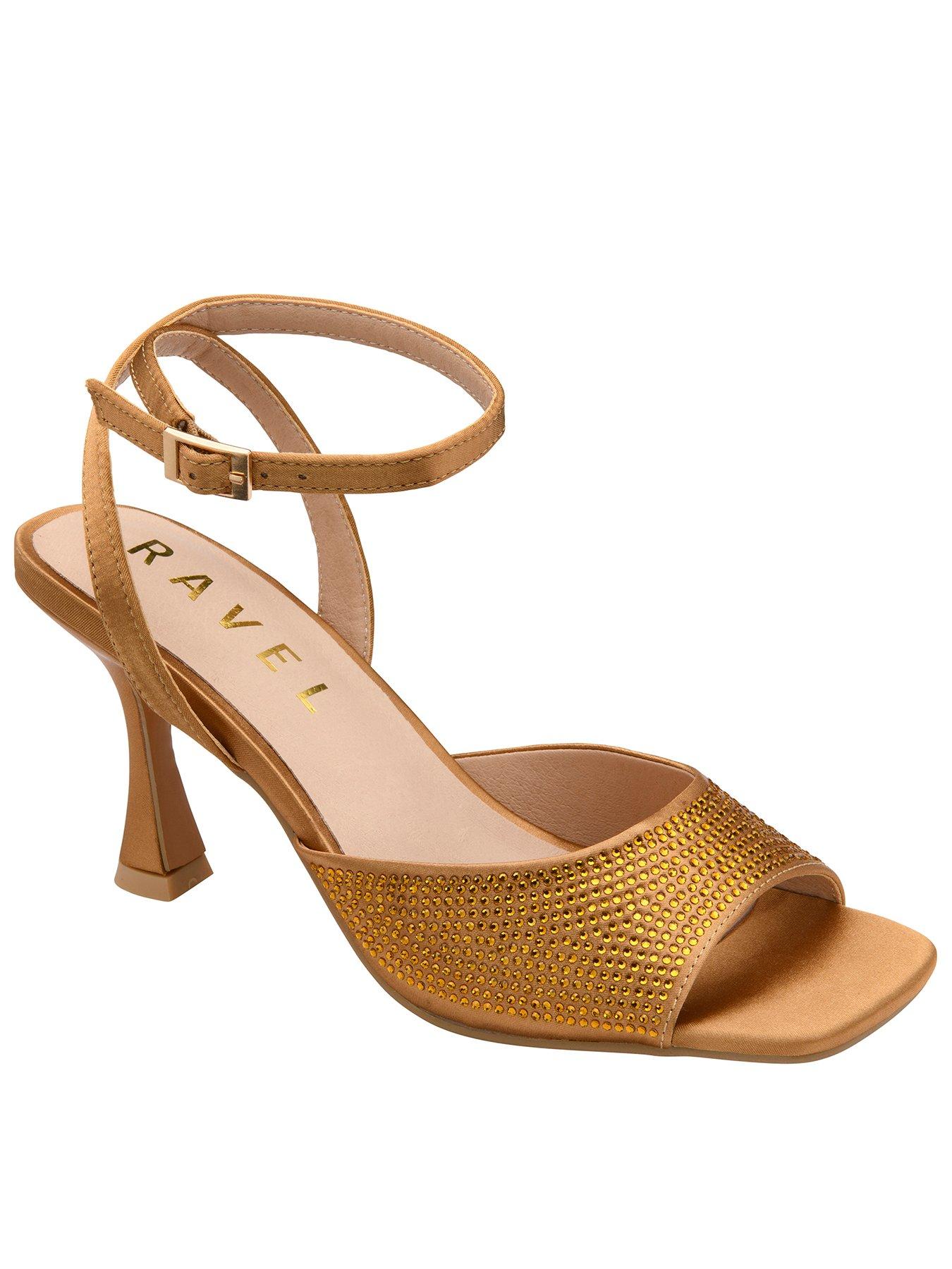 Ravel Holms Sparkle Square Toe Heeled Sandal - Autumn Gold