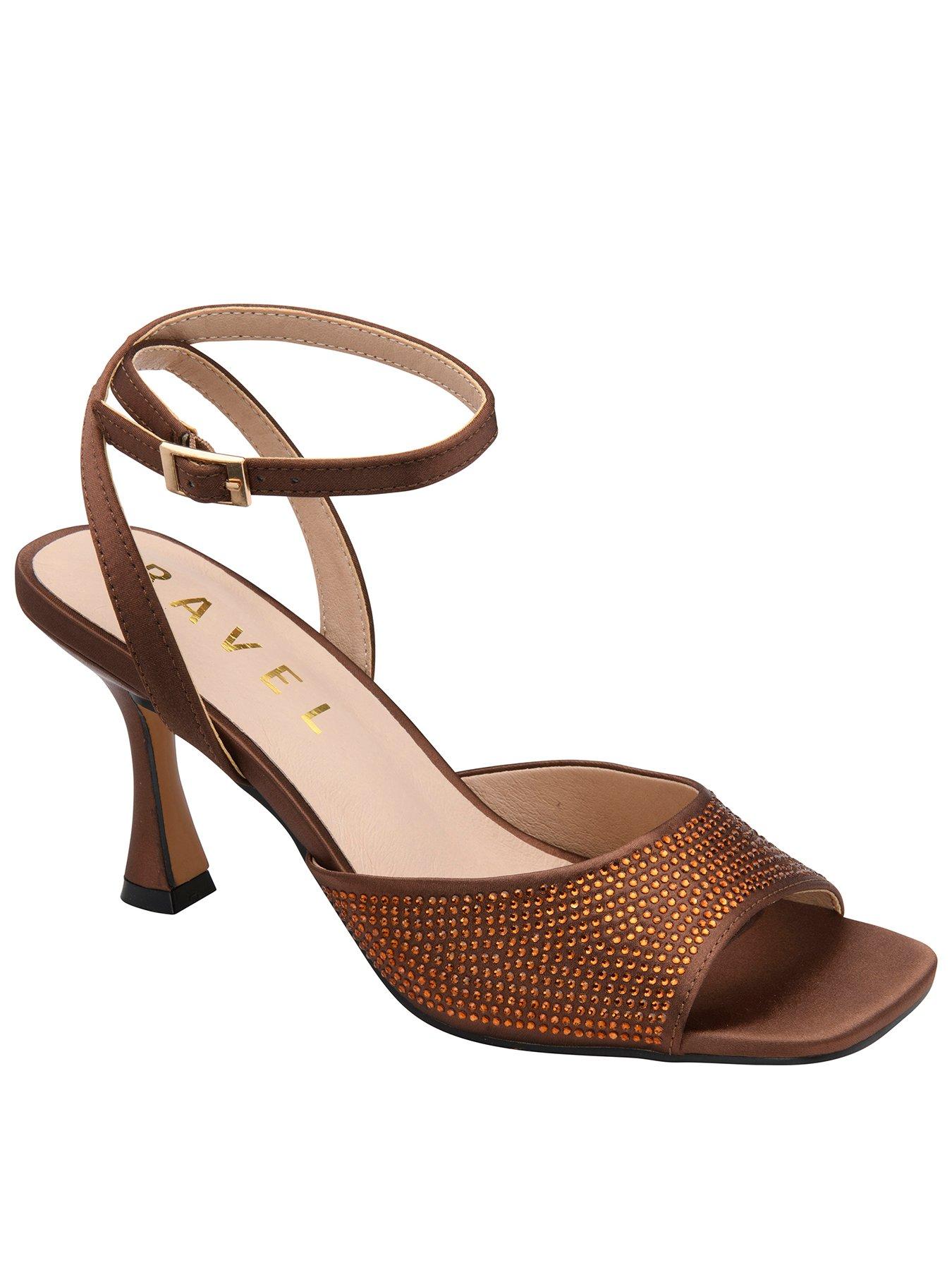 Ravel Holms Sparkle Square Toe Heeled Sandal - Brown