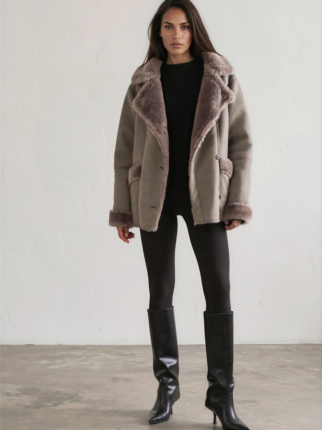 Image 2 of 7 of Religion Amber Faux Shearling Double Breasted Coat