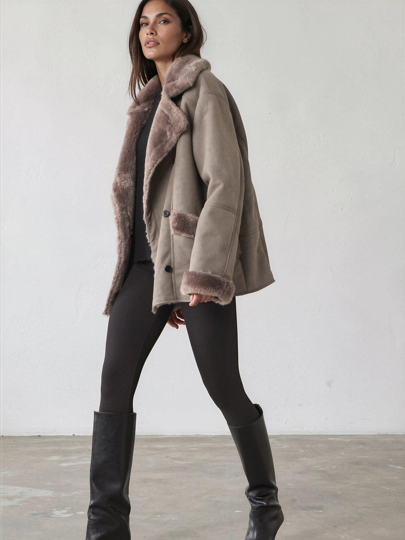 Image 3 of 7 of Religion Amber Faux Shearling Double Breasted Coat