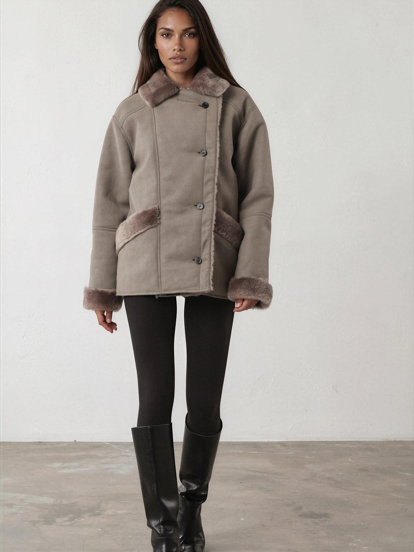 Image 5 of 7 of Religion Amber Faux Shearling Double Breasted Coat