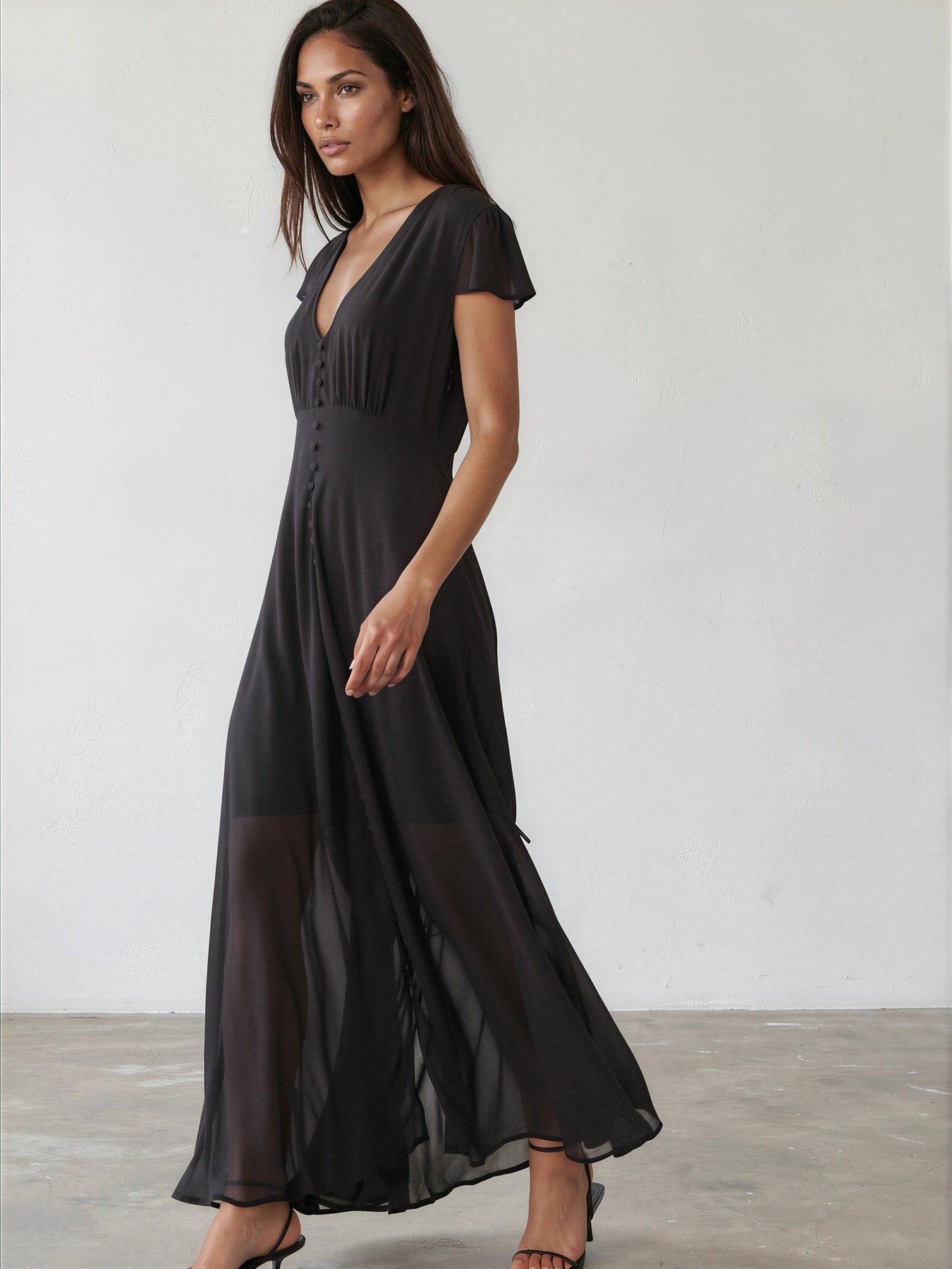 Image 2 of 7 of Religion Indium Maxi Dress With Cap Sleeves And Button Design Feature