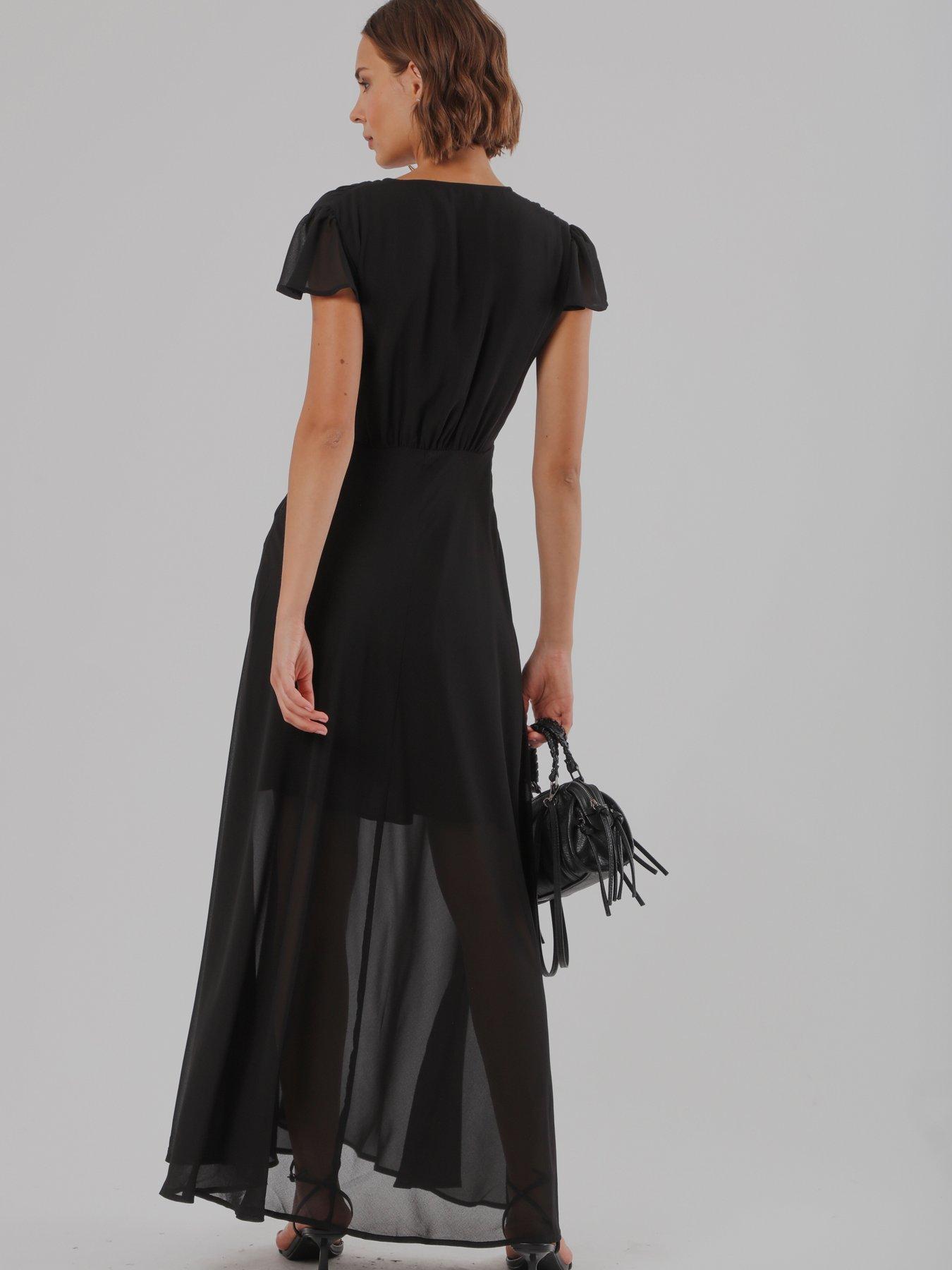 Image 6 of 7 of Religion Indium Maxi Dress With Cap Sleeves And Button Design Feature