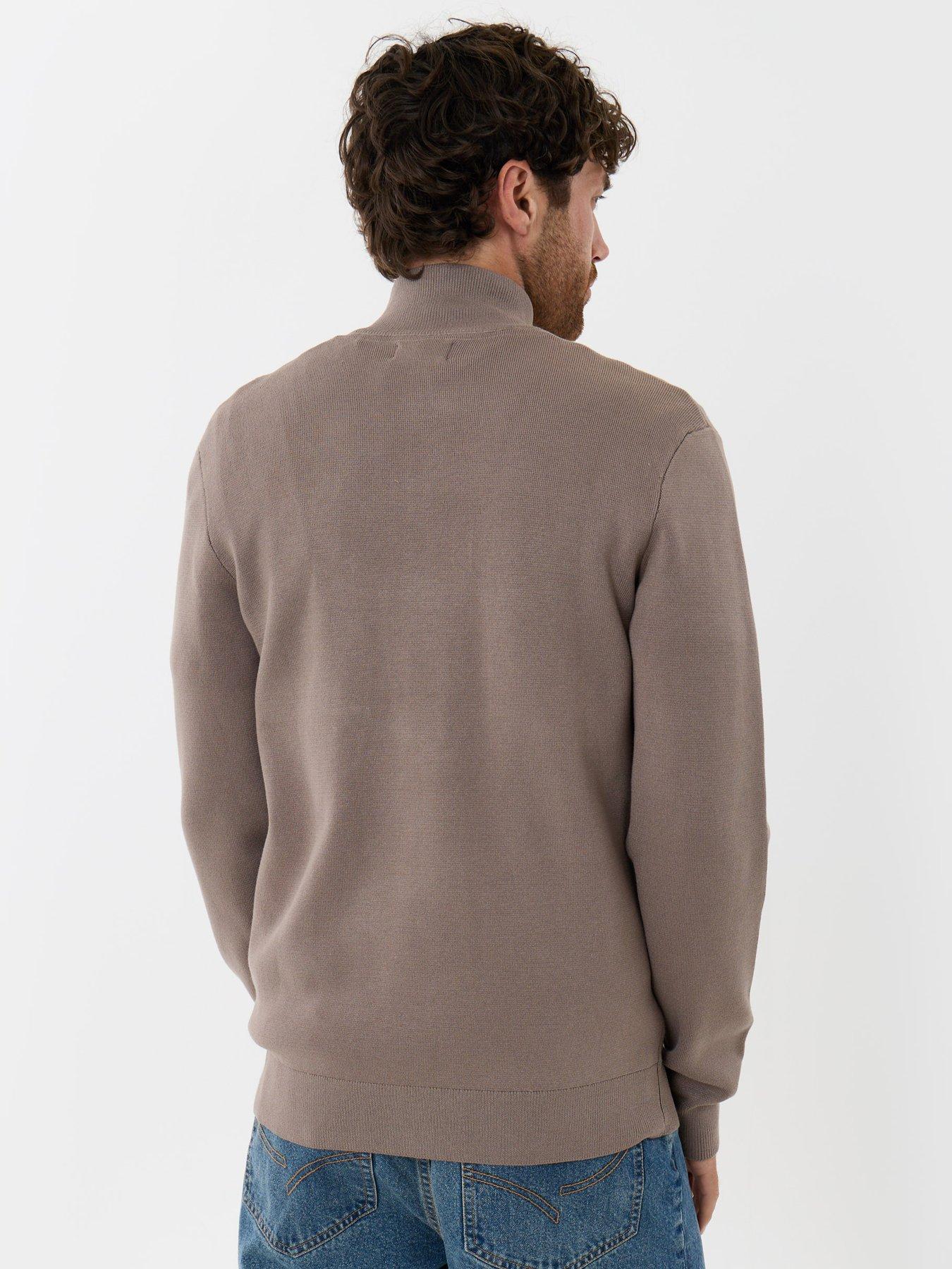 Image 2 of 4 of Threadbare Mens Funnel Neck Zip-Through Sweatshirt - Taupe