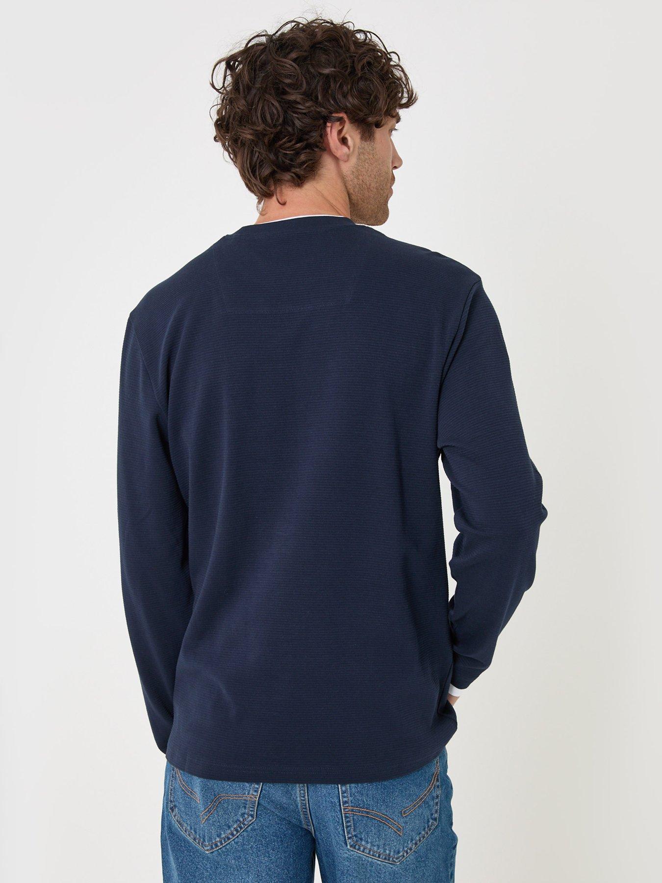 Image 2 of 4 of Threadbare Cotton Mock Layer Long Sleeve T-shirt In Navy