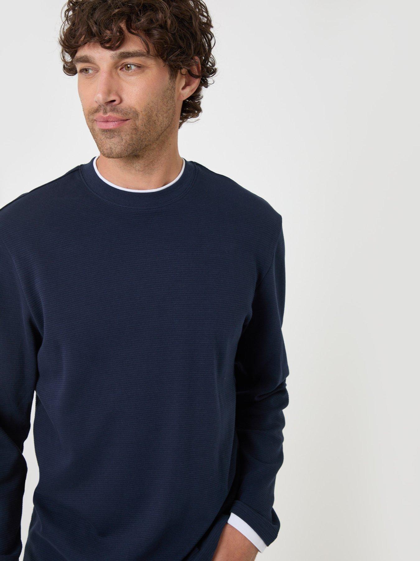 Image 4 of 4 of Threadbare Cotton Mock Layer Long Sleeve T-shirt In Navy