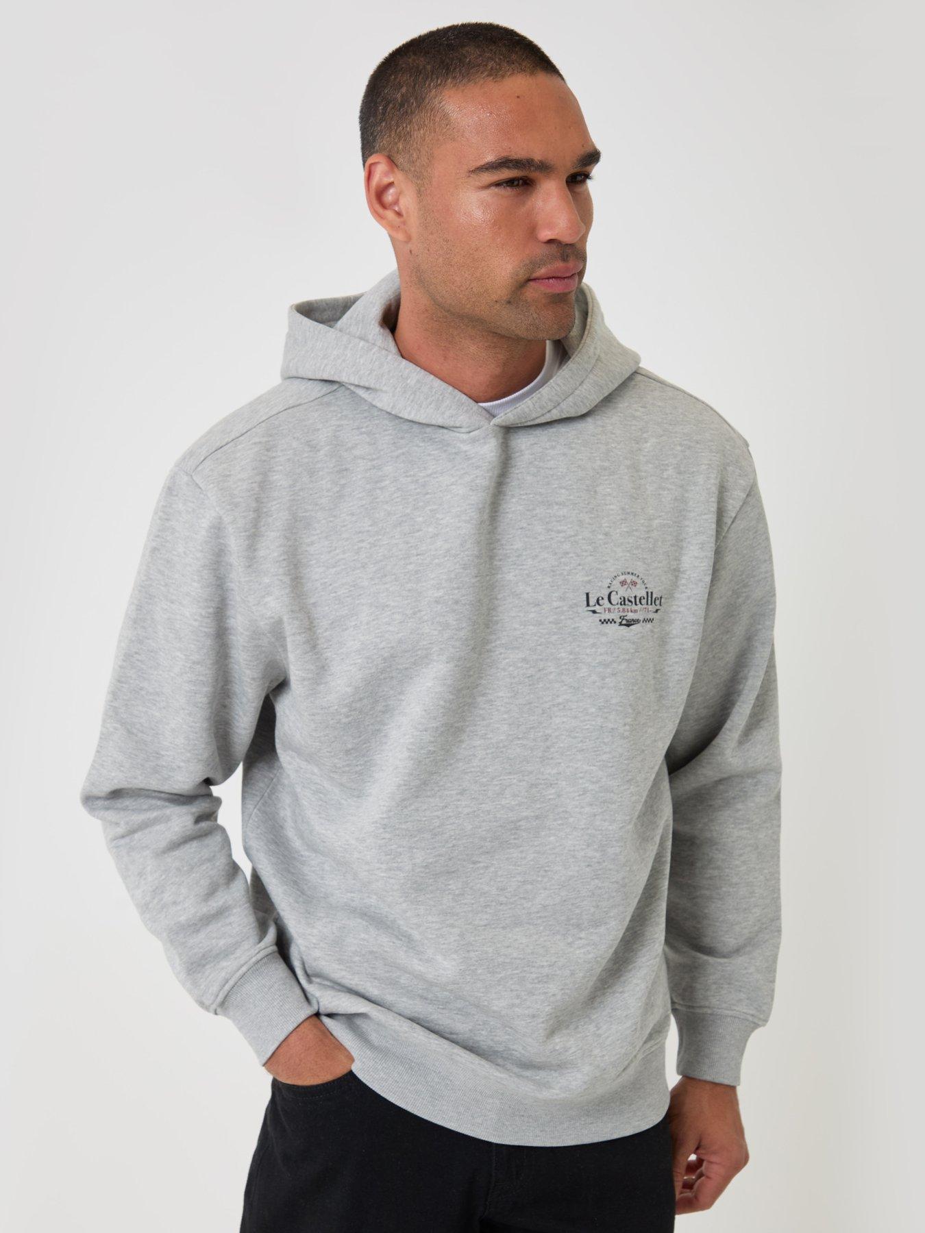 Image 2 of 4 of Threadbare Relaxed Fit Le Castellet Graphic Print Hoodie In Grey Marl