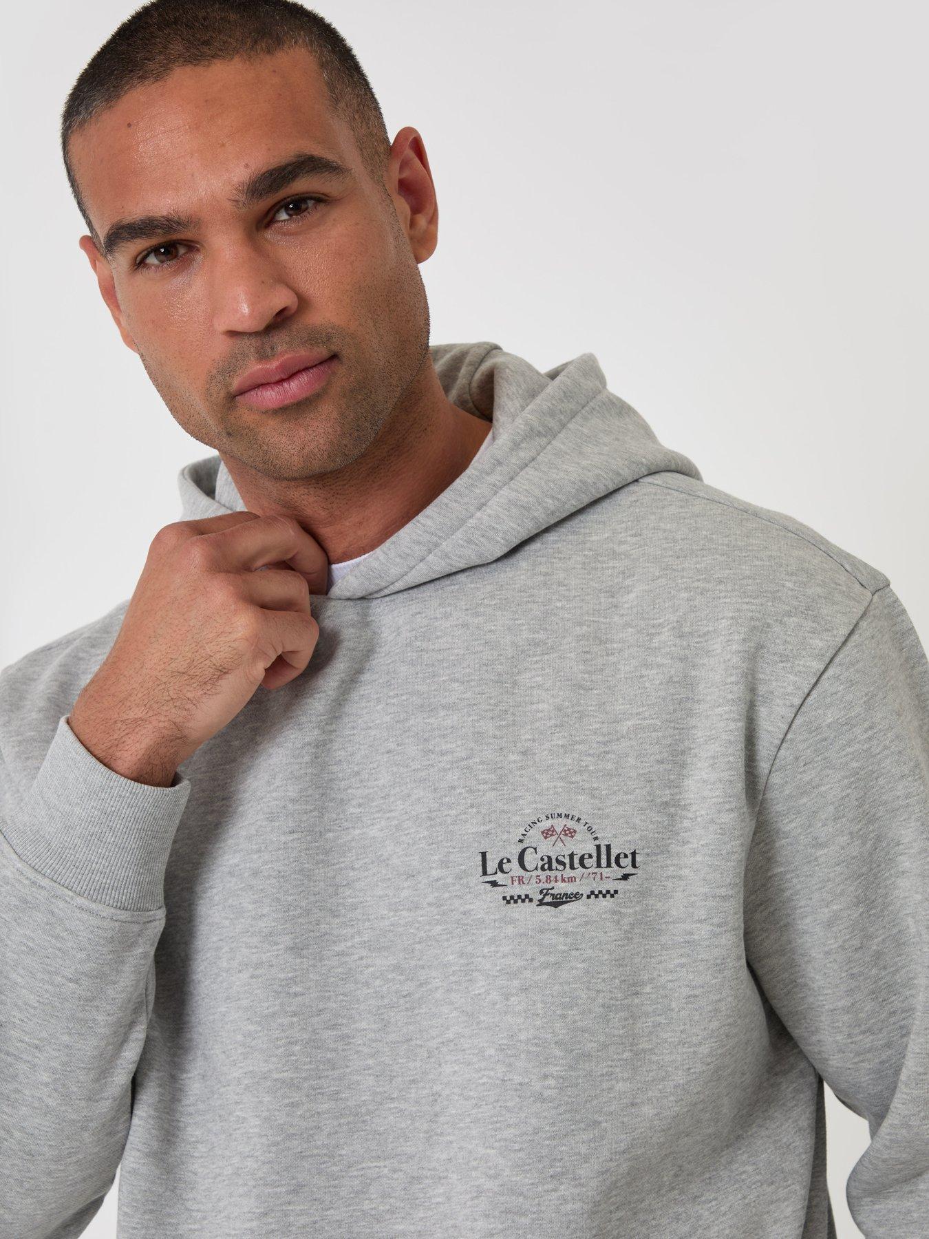 Image 4 of 4 of Threadbare Relaxed Fit Le Castellet Graphic Print Hoodie In Grey Marl