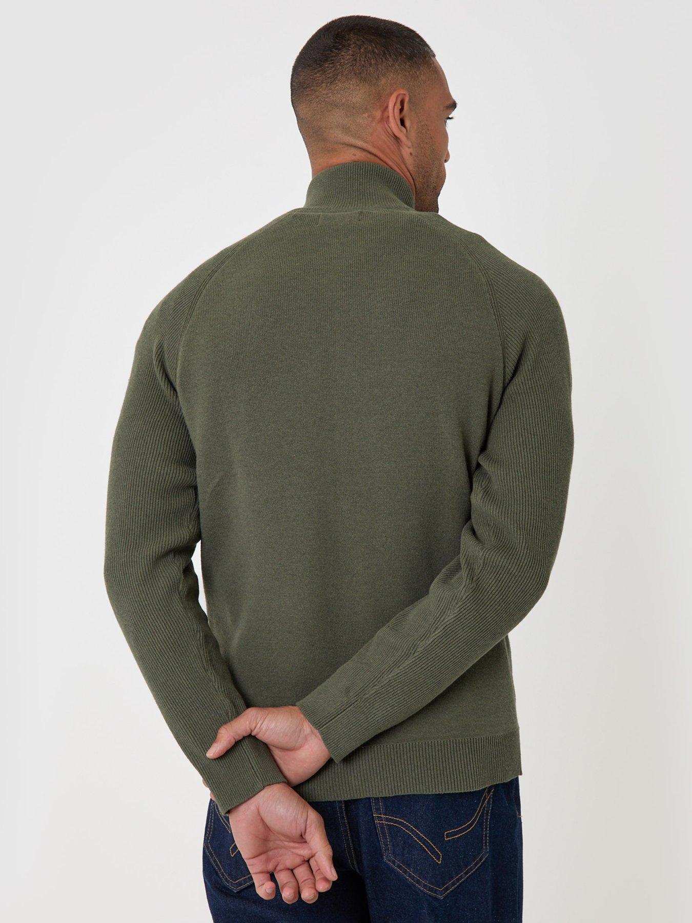 Image 2 of 6 of Threadbare Cotton Rich Funnel Neck Zip Through Sweatshirt In Khaki