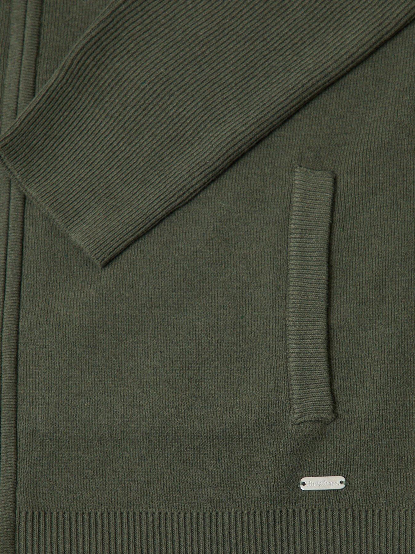 Image 6 of 6 of Threadbare Cotton Rich Funnel Neck Zip Through Sweatshirt In Khaki