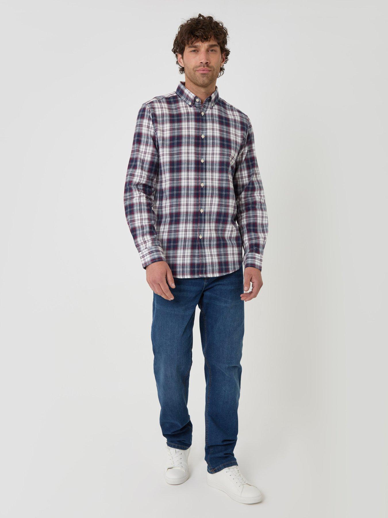 Image 3 of 4 of Threadbare Brushed Cotton Flannel Shirt In Navy Check