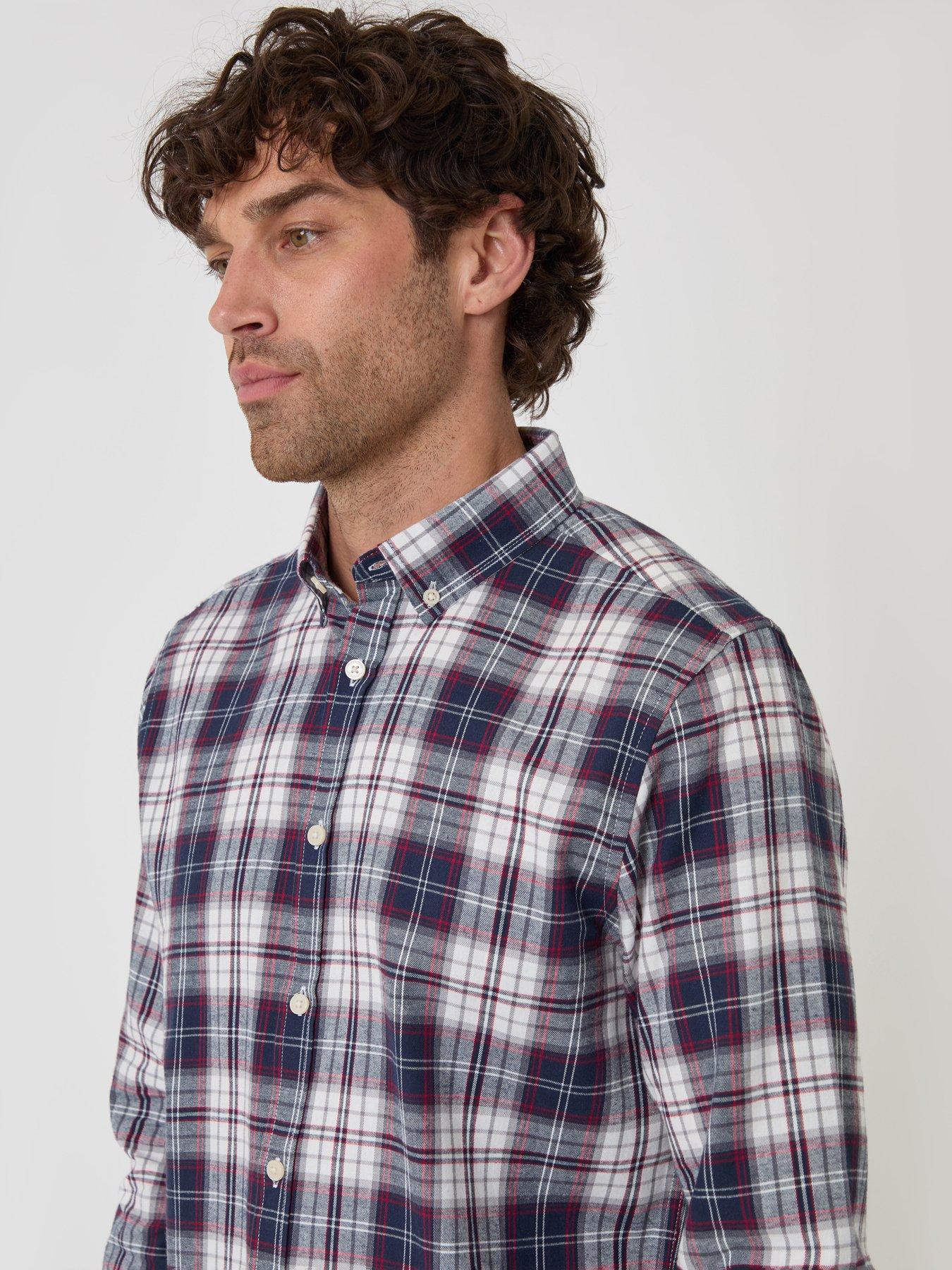 Image 4 of 4 of Threadbare Brushed Cotton Flannel Shirt In Navy Check