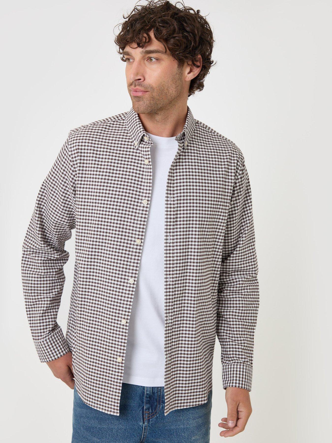 Image 1 of 5 of Threadbare Regular Fit Cotton Oxford Shirt In Brown Check