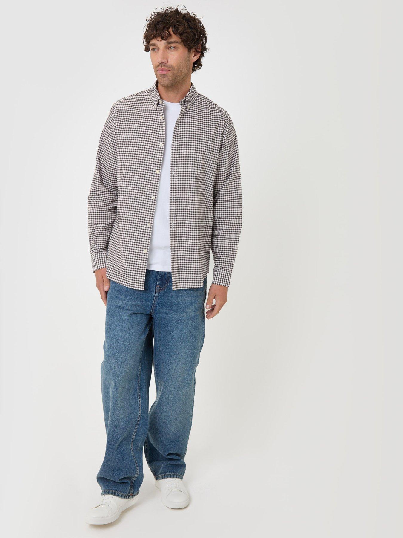 Image 3 of 5 of Threadbare Regular Fit Cotton Oxford Shirt In Brown Check