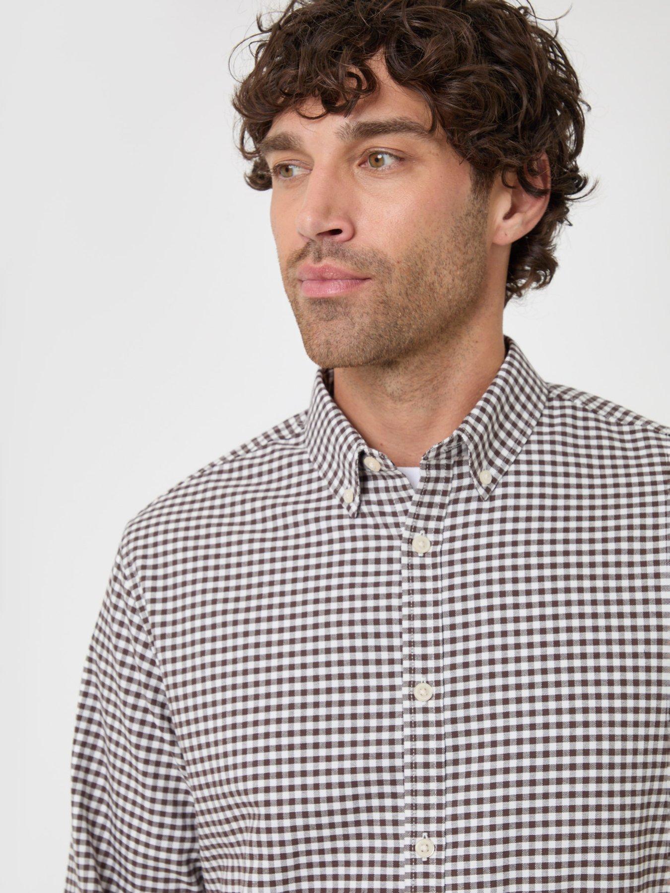 Image 4 of 5 of Threadbare Regular Fit Cotton Oxford Shirt In Brown Check