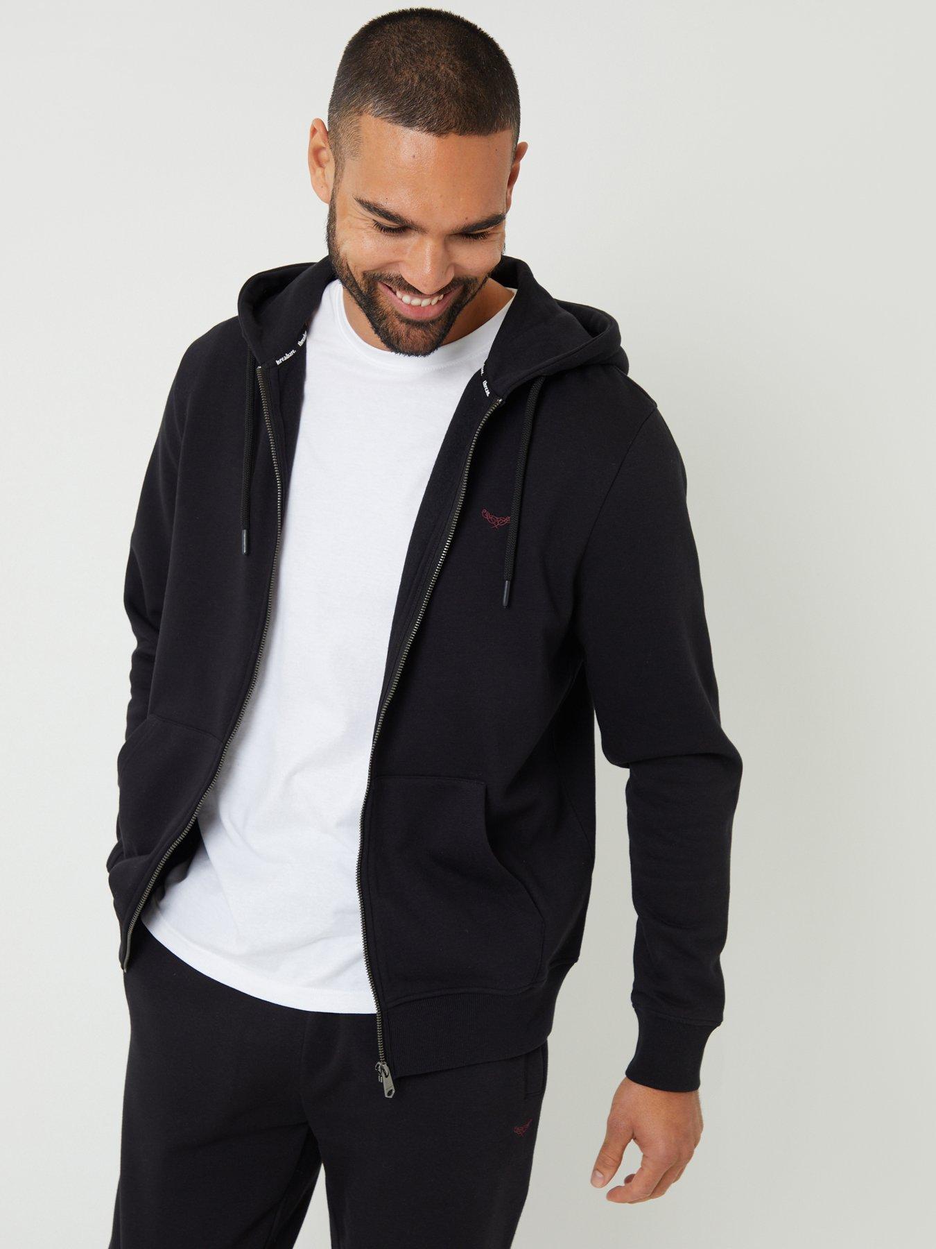 Image 1 of 4 of Threadbare Cotton Rich Zip Through Hoodie In Black