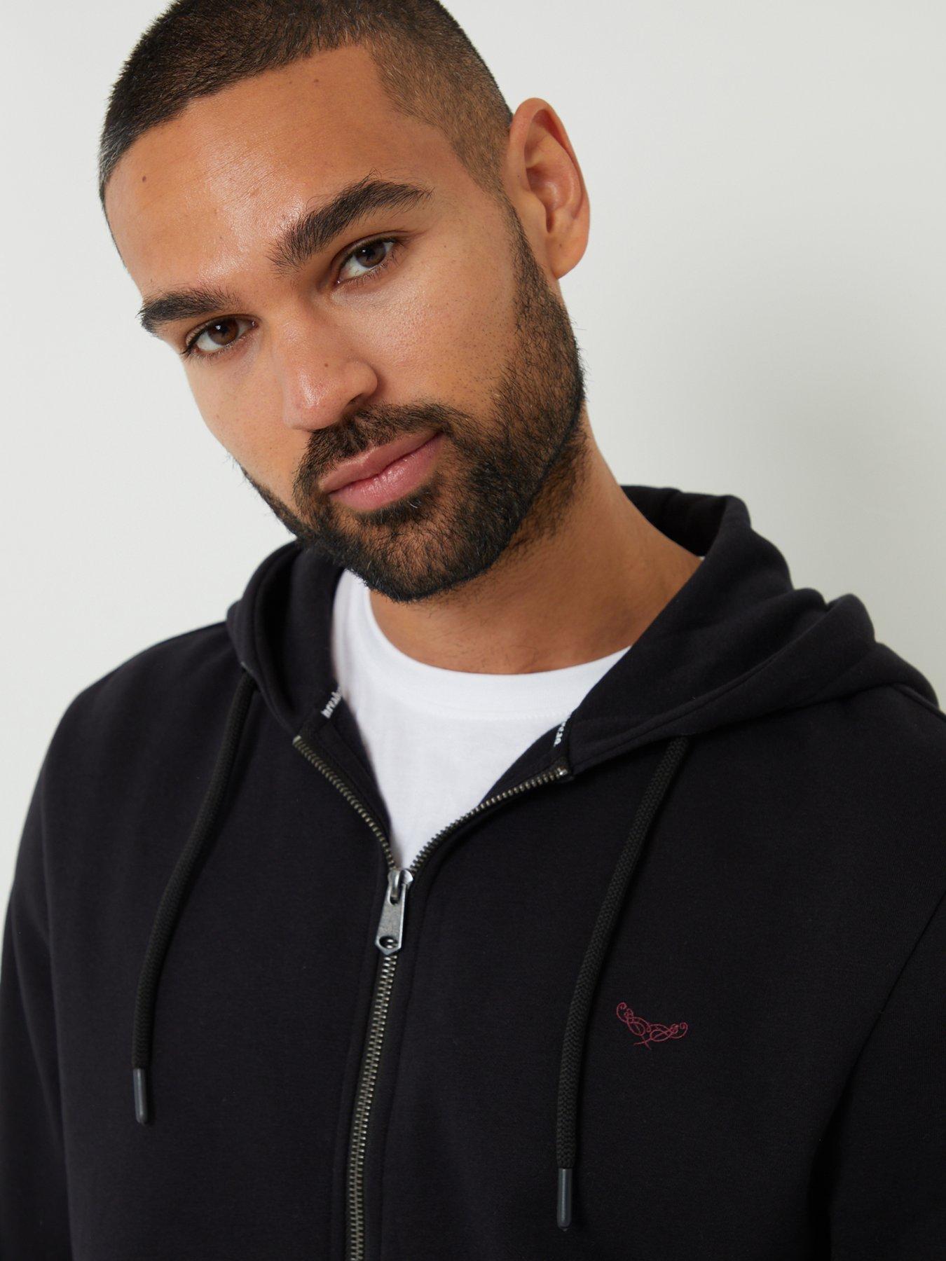 Image 4 of 4 of Threadbare Cotton Rich Zip Through Hoodie In Black