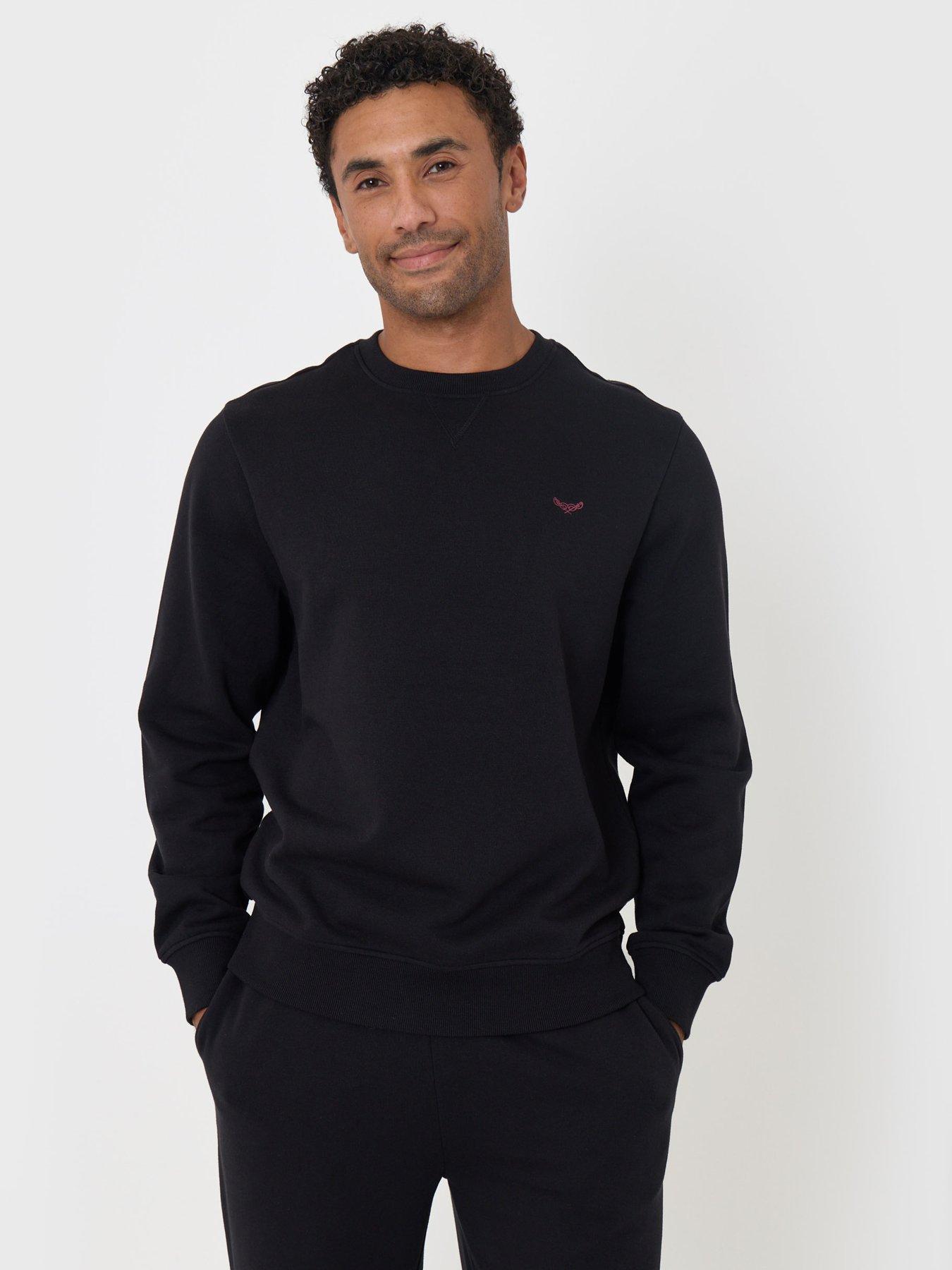 Image 1 of 4 of Threadbare Cotton Rich Crew Neck Sweatshirt In Black