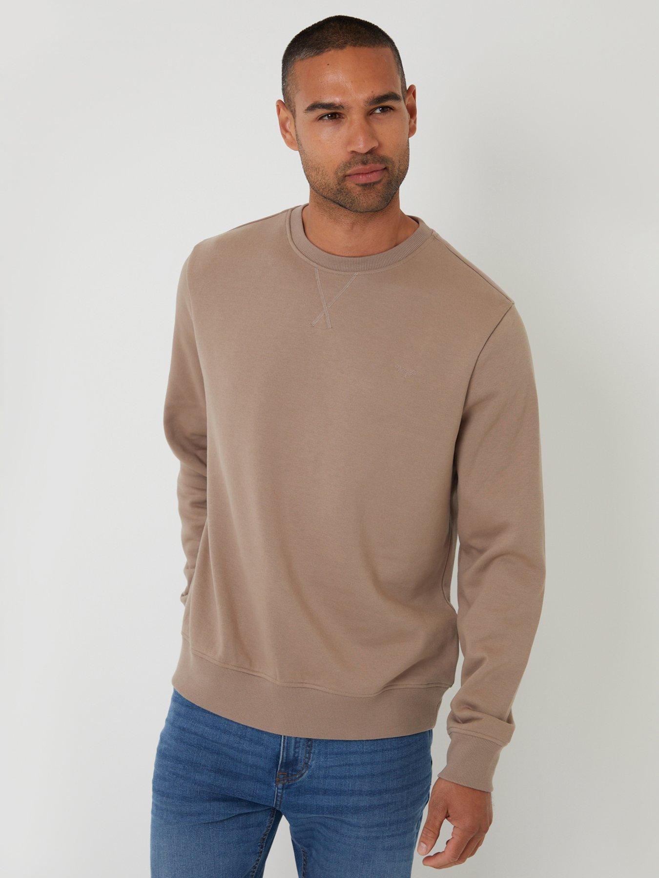 Image 1 of 4 of Threadbare Cotton Rich Crew Neck Sweatshirt In Mushroom Brown