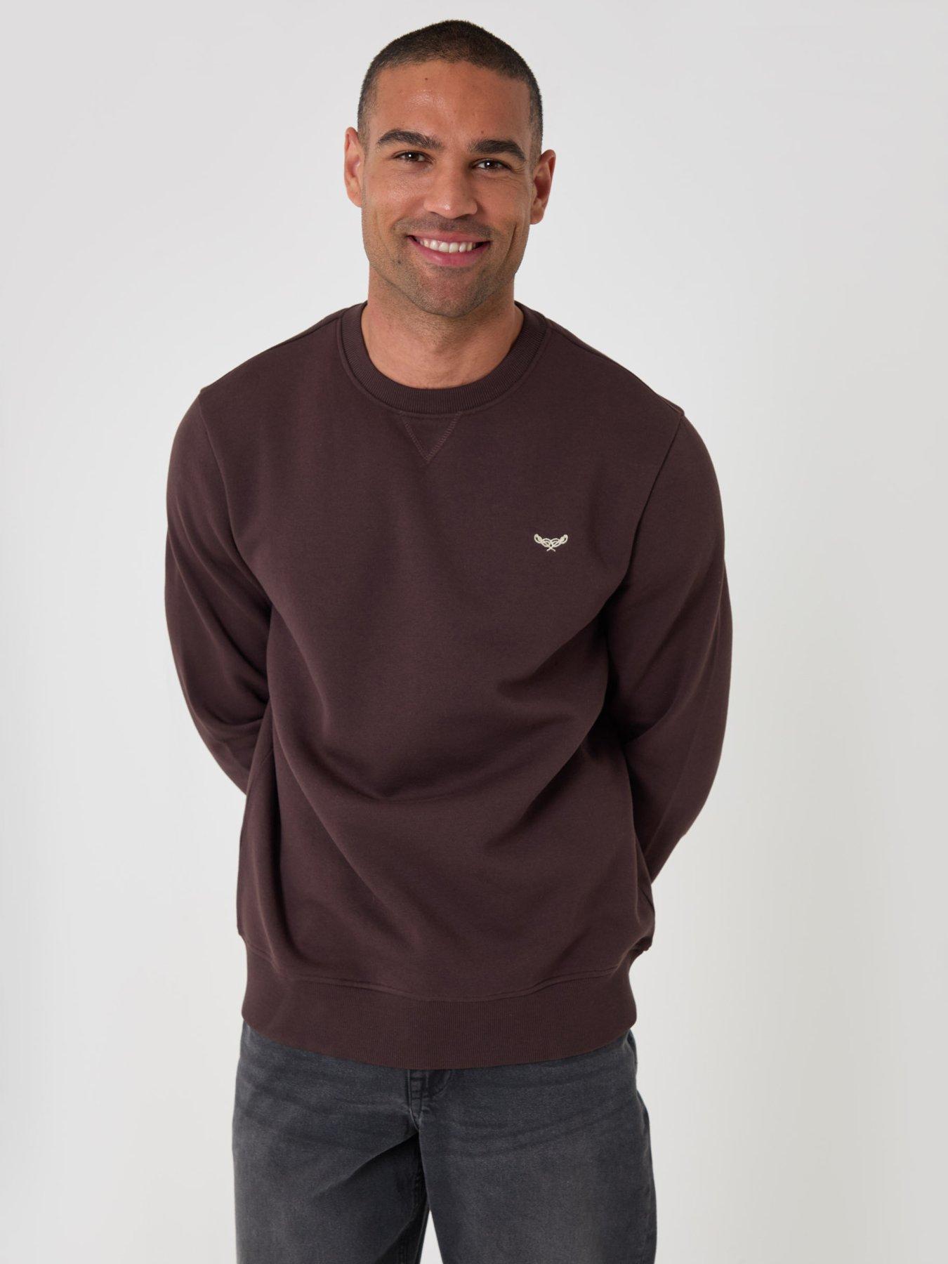 Image 1 of 4 of Threadbare Cotton Rich Crew Neck Sweatshirt In Brown