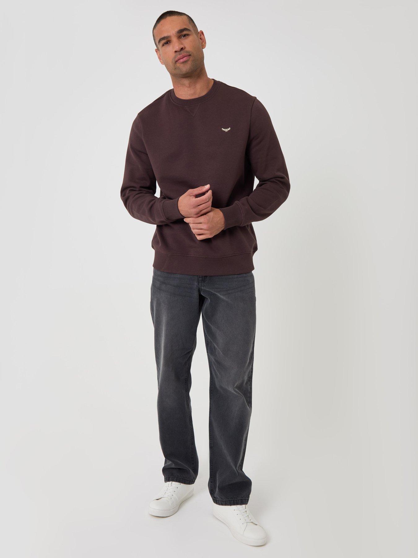 Image 3 of 4 of Threadbare Cotton Rich Crew Neck Sweatshirt In Brown