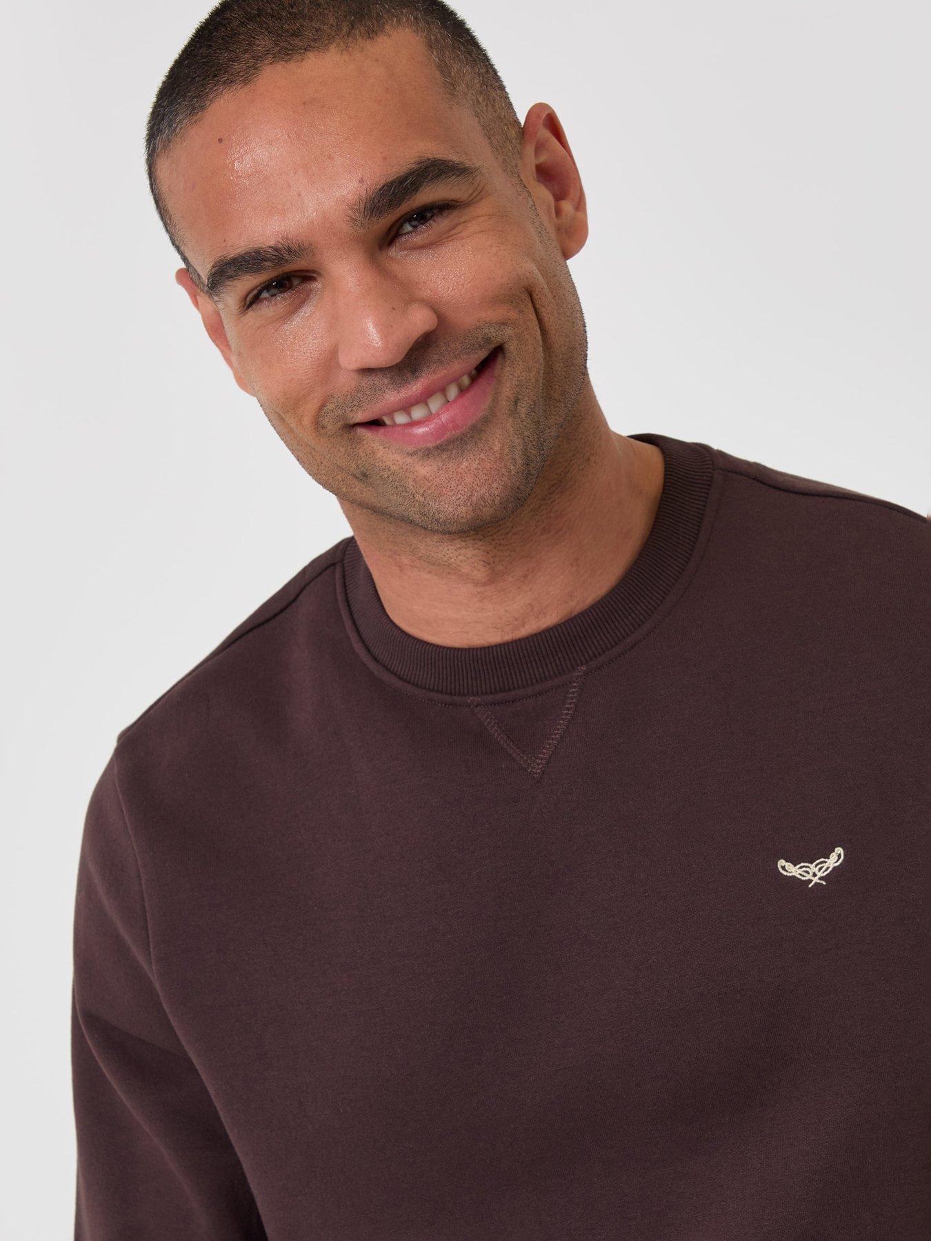 Image 4 of 4 of Threadbare Cotton Rich Crew Neck Sweatshirt In Brown