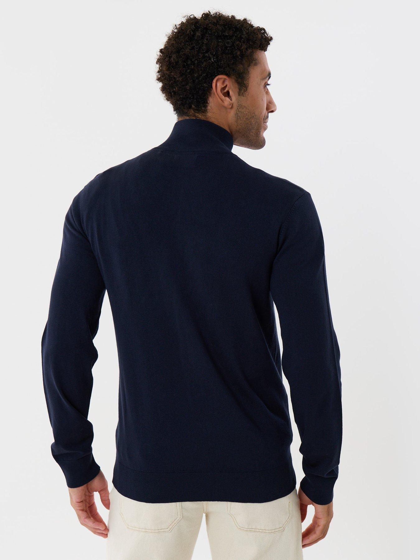 Image 2 of 4 of Threadbare Soft Knit Quarter Zip Jumper In Navy