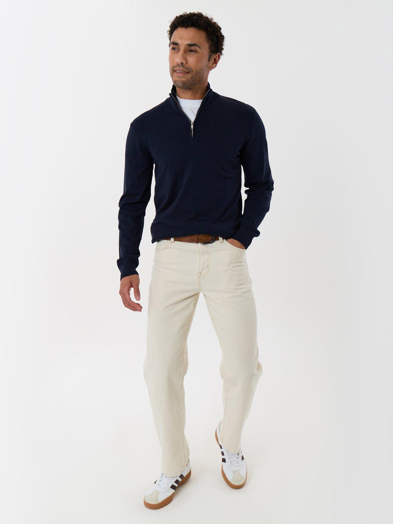 Image 3 of 4 of Threadbare Soft Knit Quarter Zip Jumper In Navy