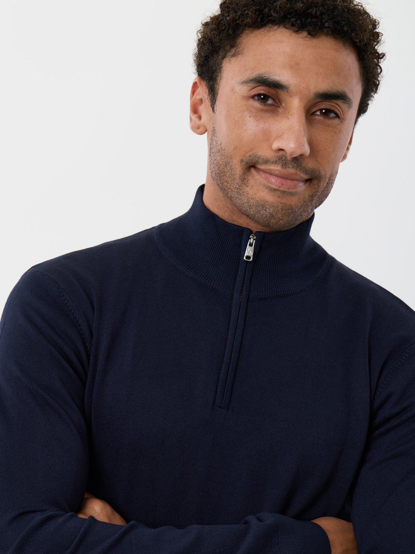 Image 4 of 4 of Threadbare Soft Knit Quarter Zip Jumper In Navy
