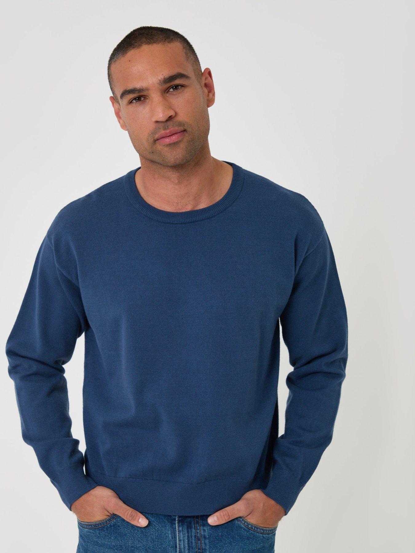 Image 1 of 4 of Threadbare Mens Relaxed Fit Crew Neck Sweatshirt - Blue