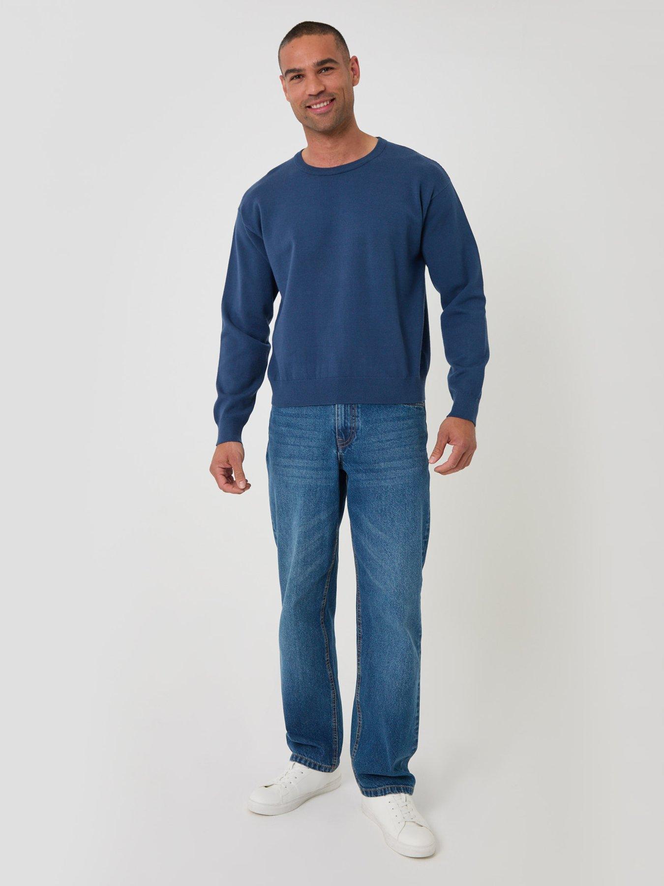 Image 3 of 4 of Threadbare Mens Relaxed Fit Crew Neck Sweatshirt - Blue