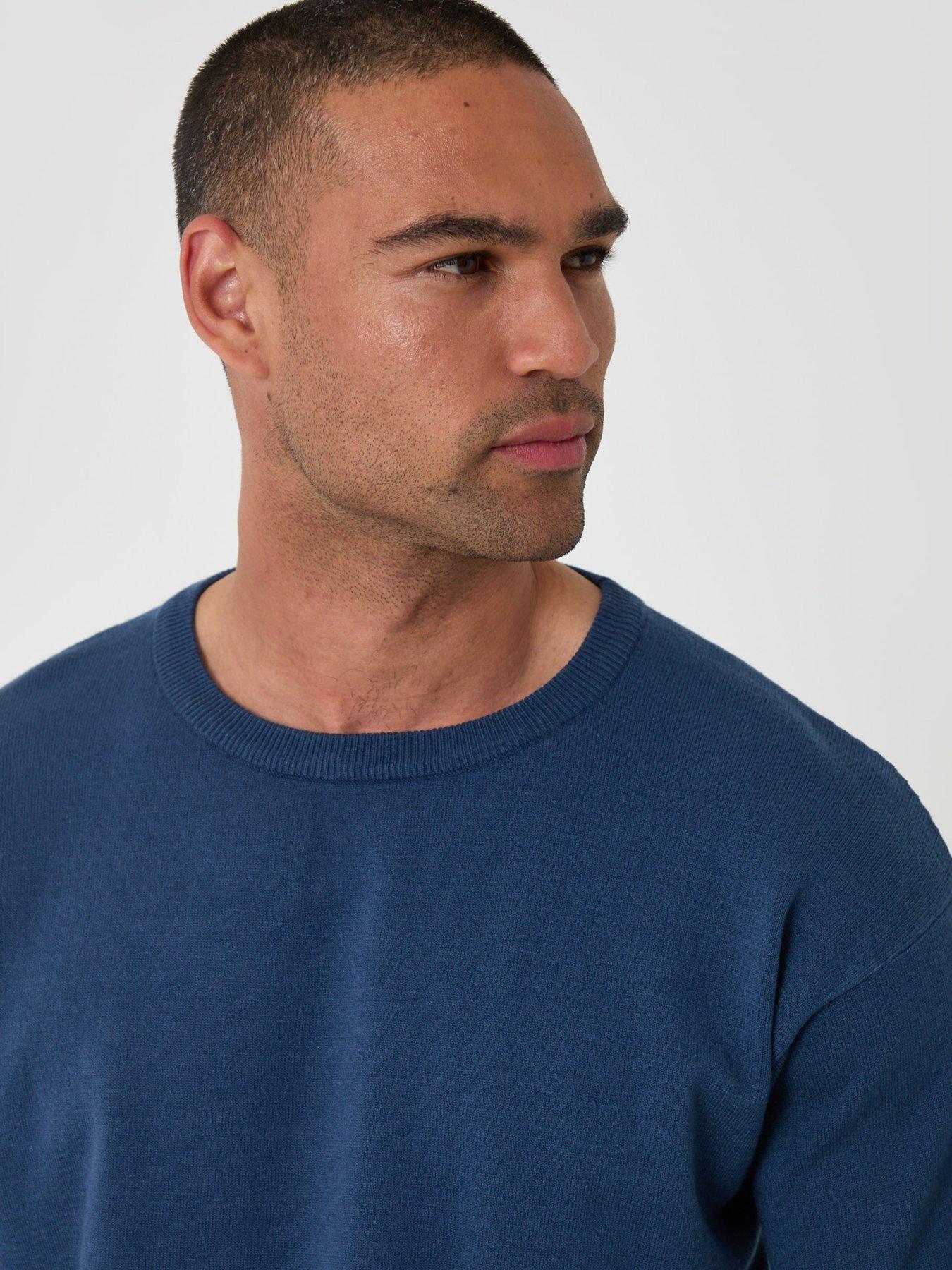 Image 4 of 4 of Threadbare Mens Relaxed Fit Crew Neck Sweatshirt - Blue