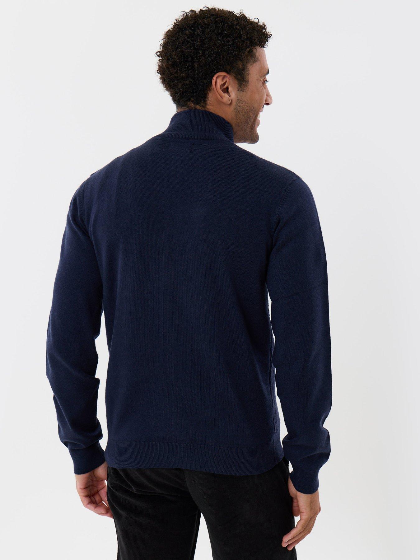 Image 2 of 4 of Threadbare Mens Basket Stitch Quarter Zip Jumper - Navy