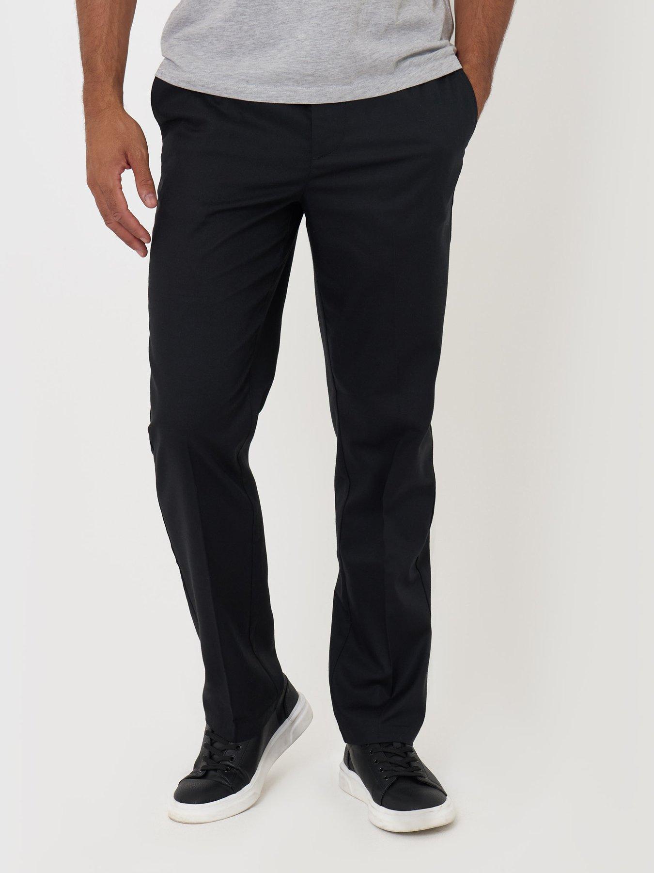 Image 1 of 4 of Threadbare Mens Straight Fit Stretch Trousers - Black
