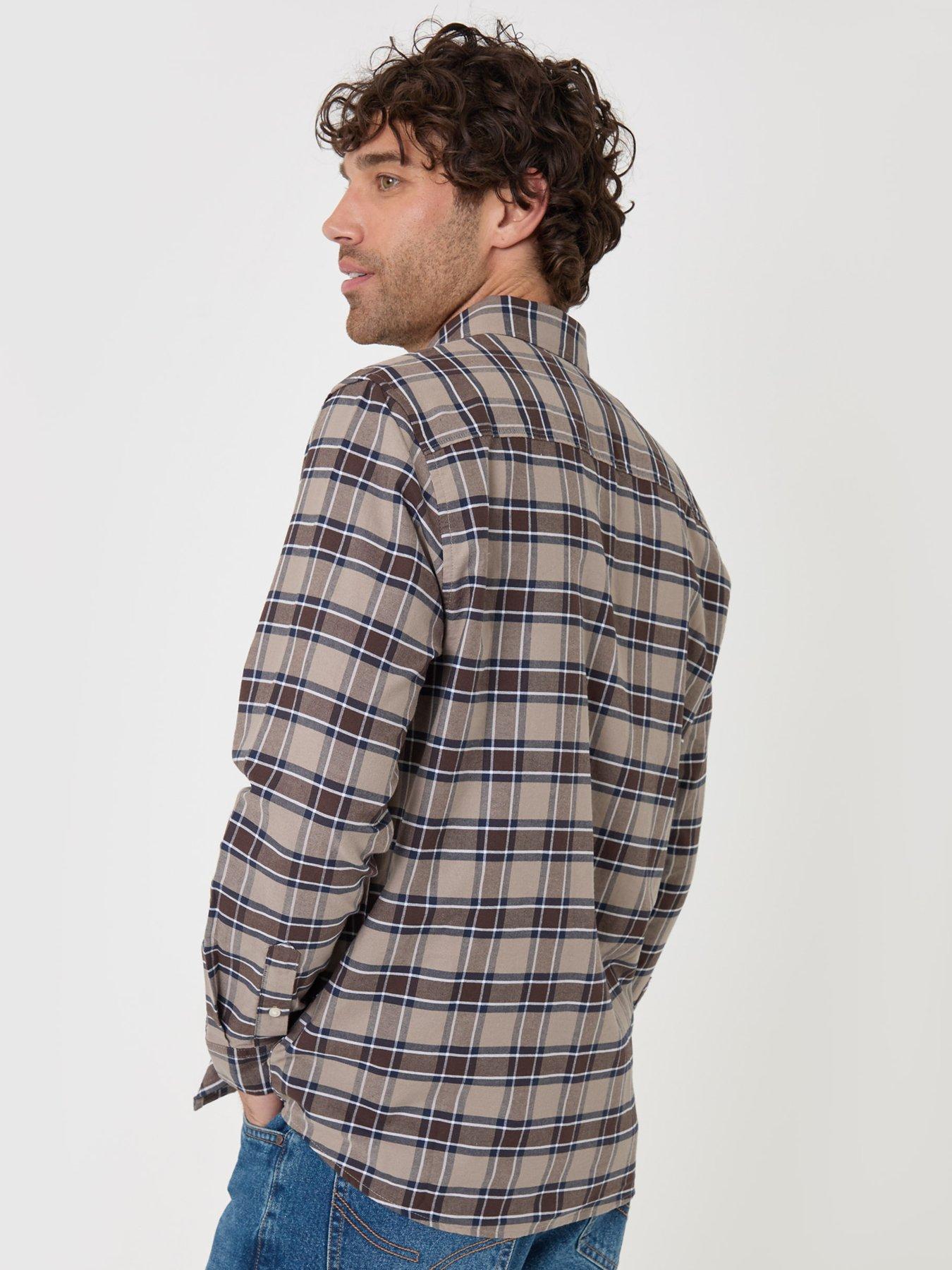Image 2 of 4 of Threadbare Mens Cotton Oxford Check Shirt - Brown