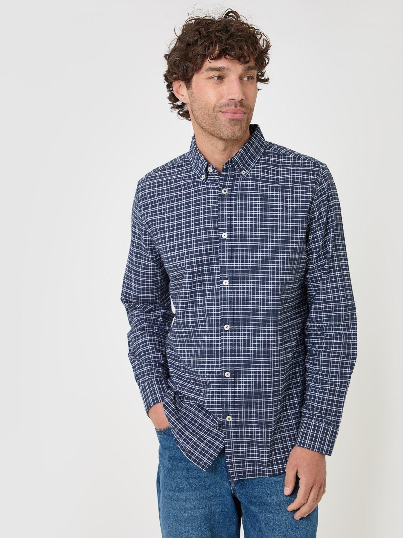 Image 1 of 4 of Threadbare Regular Fit Cotton Oxford Shirt In Navy Check
