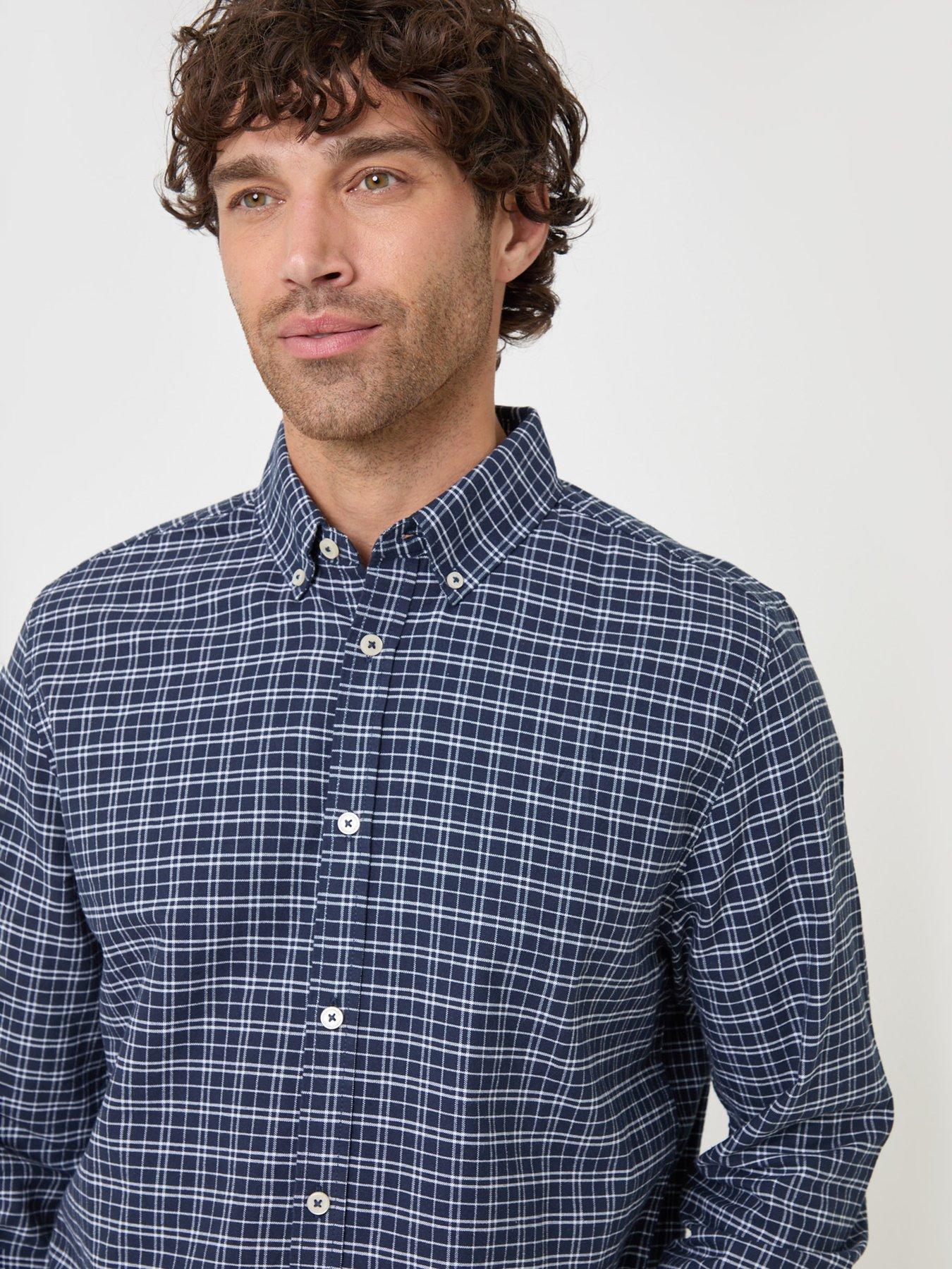 Image 4 of 4 of Threadbare Regular Fit Cotton Oxford Shirt In Navy Check