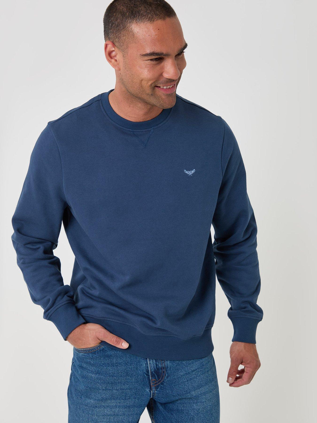 Image 1 of 4 of Threadbare Mens Cotton-Rich Brushback Crew Neck Sweatshirt - Blue