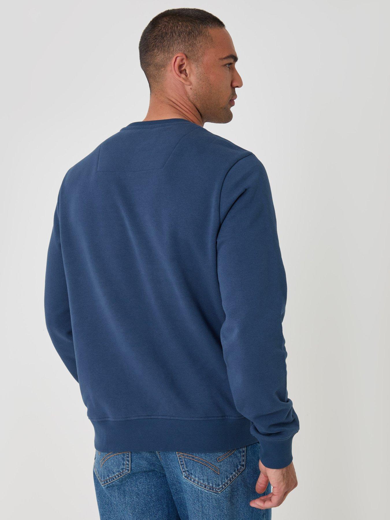 Image 2 of 4 of Threadbare Mens Cotton-Rich Brushback Crew Neck Sweatshirt - Blue