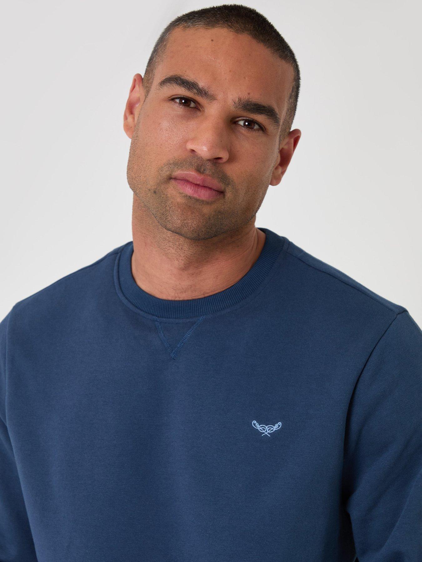 Image 4 of 4 of Threadbare Mens Cotton-Rich Brushback Crew Neck Sweatshirt - Blue