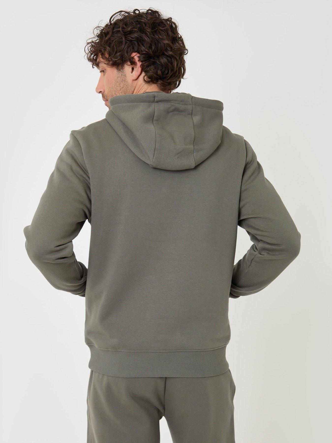 Image 2 of 5 of Threadbare Mens Cotton-Rich Overhead Hoodie With Kangaroo Pocket - Dark Sage